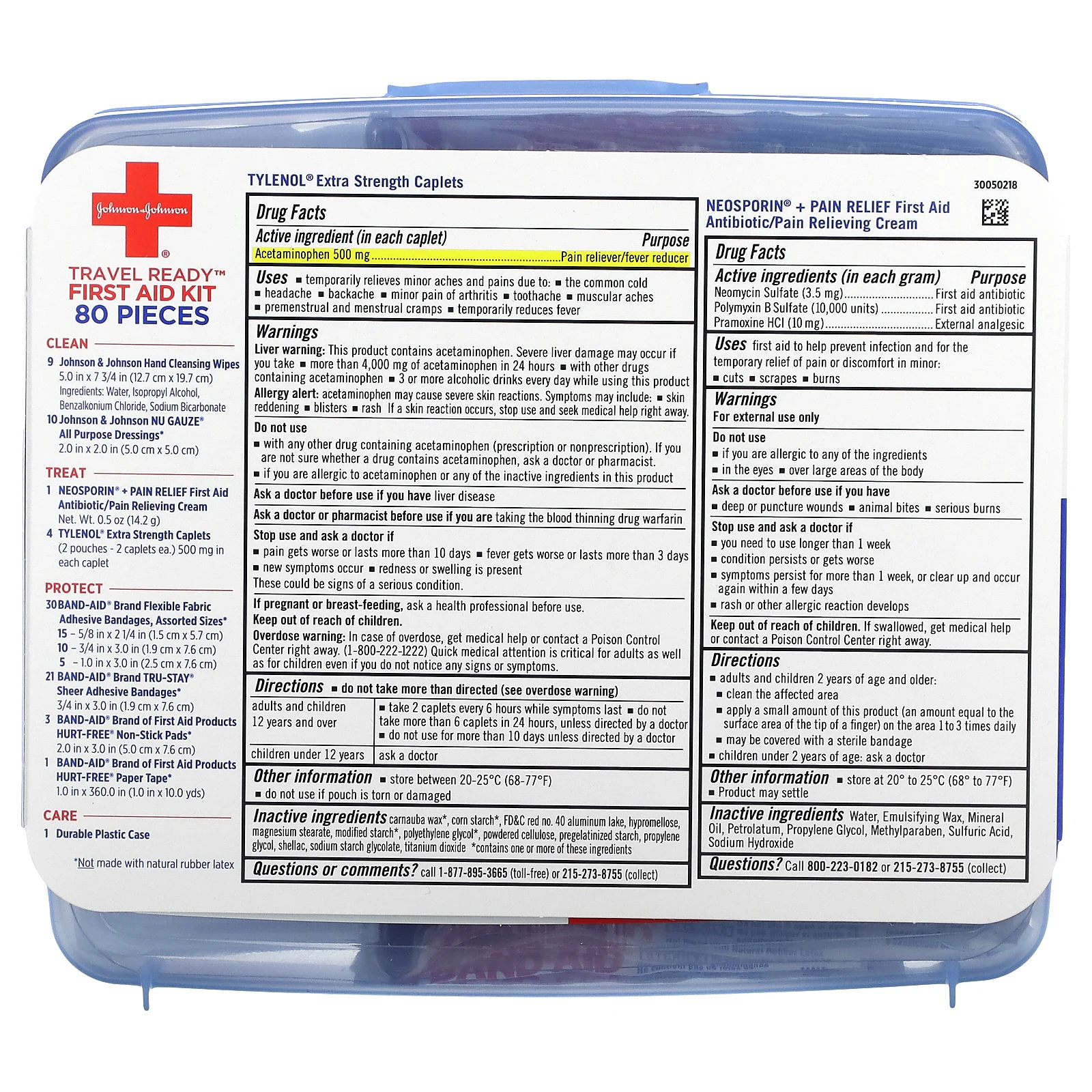 Johnson and Johnson, TravelReady, аптечка для первой помощи, 80 шт.