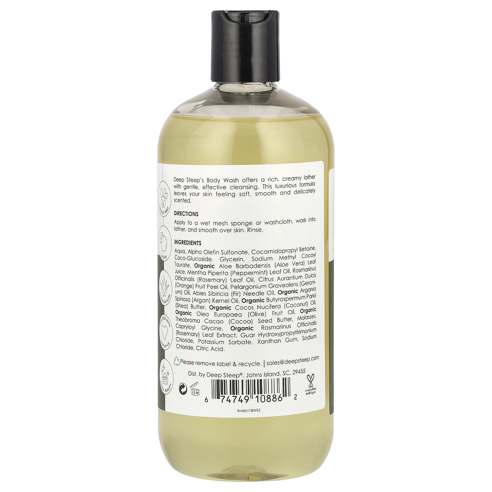 Deep Steep, Гель для душа, розмарин и мята, 503 мл (17 жидк. Унций)