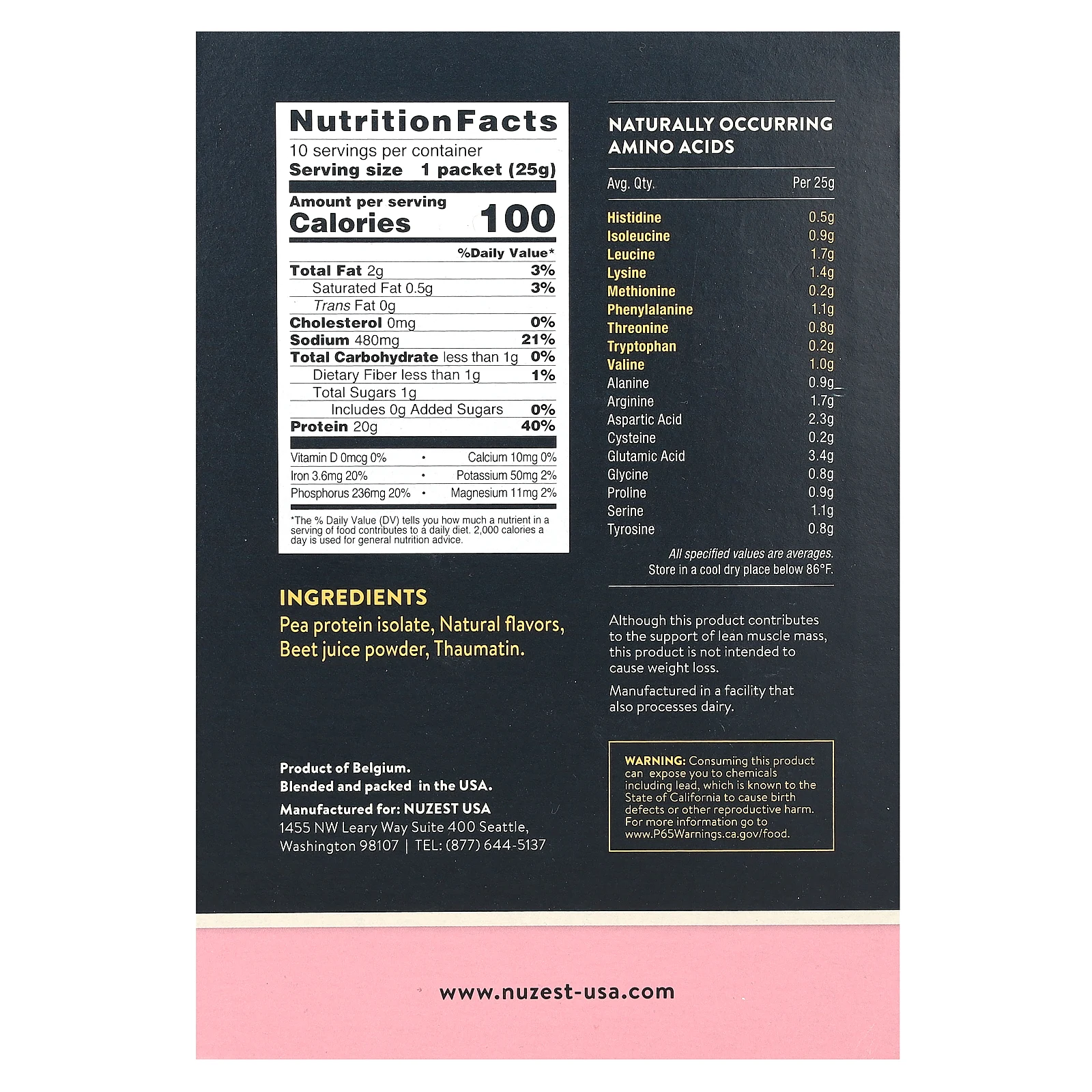 Nuzest, чистый нежирный протеин, со вкусом лесной клубники, 10 пакетиков по 25 г (0,9 унции)