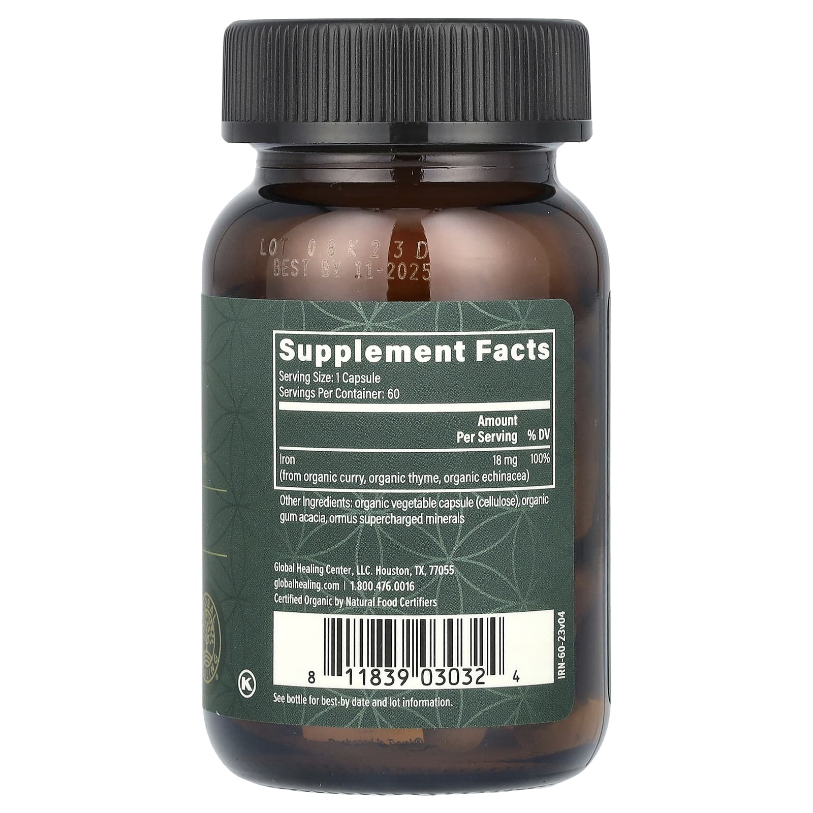 Global Healing, растительное железо, 60 капсул