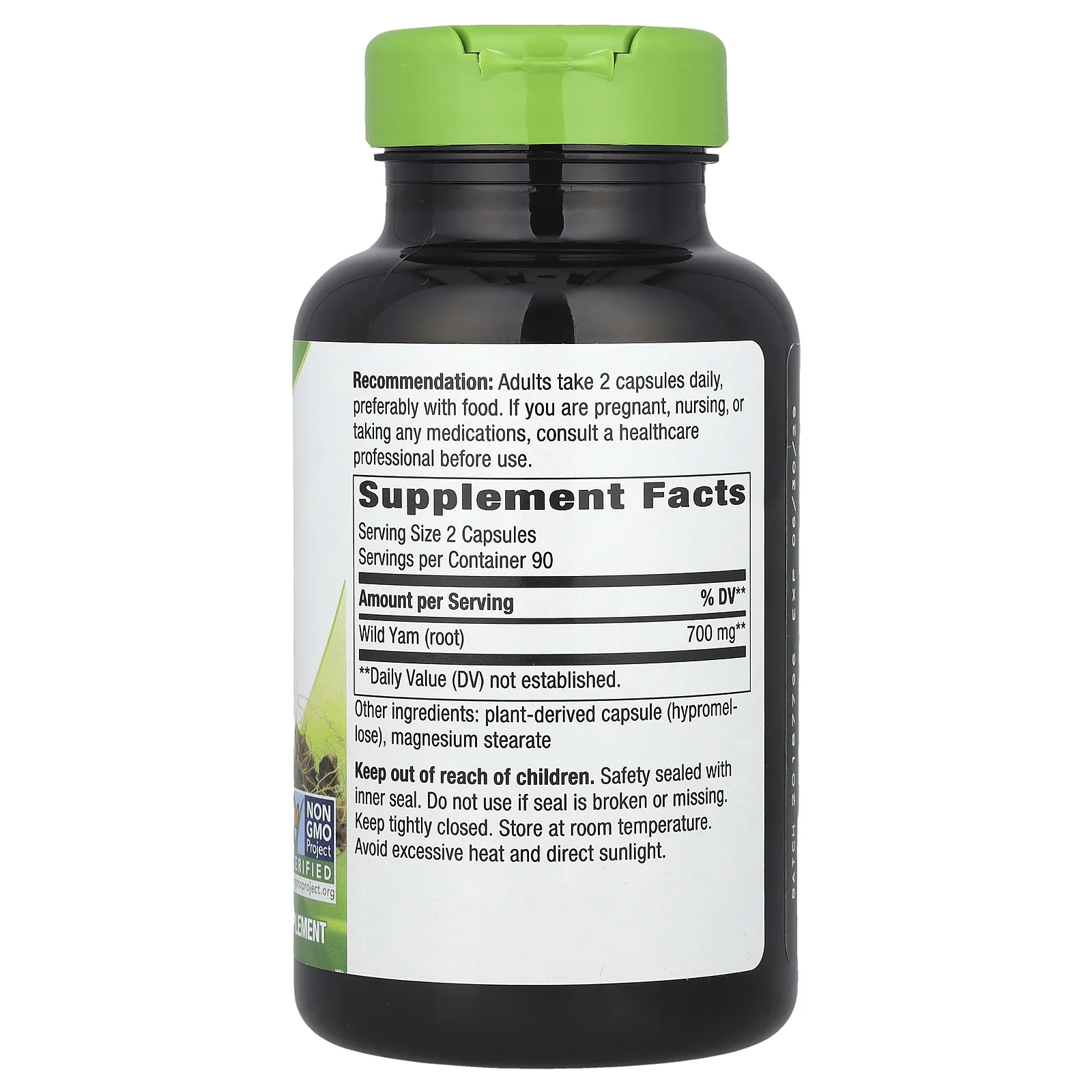 Nature's Way, корень дикого ямса, 850 мг, 180 веганских капсул (425 мг в 1 капсуле)