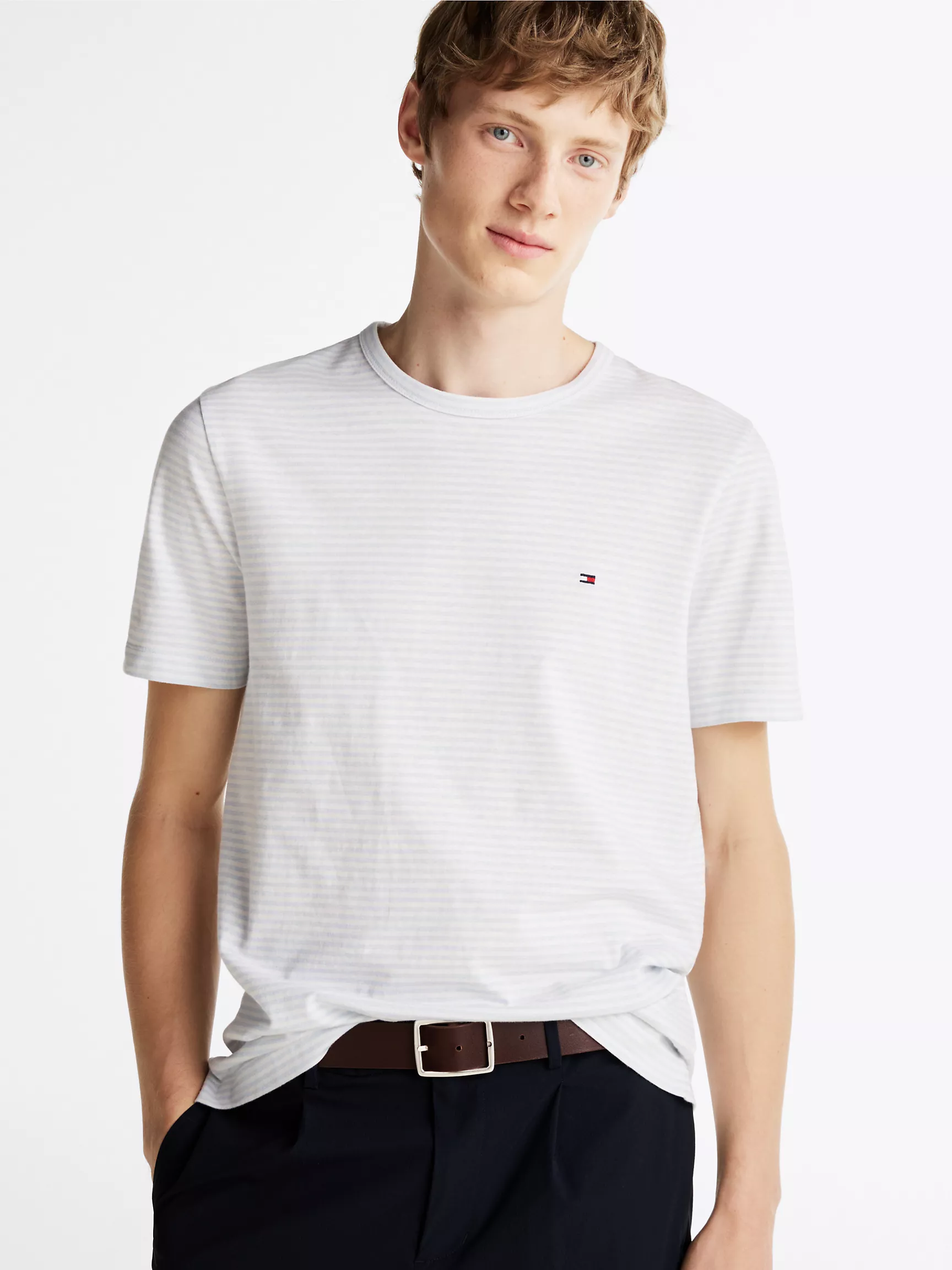 Мужская футболка Tommy Hilfiger, Полосатая хлопково-льняная футболка