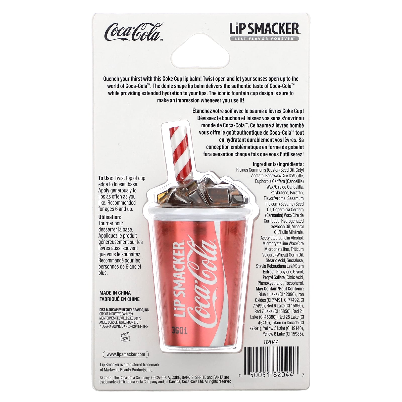 Lip Smacker, Coca-Cola, бальзам для губ, стакан колы, 7,4 г (0,26 унции)