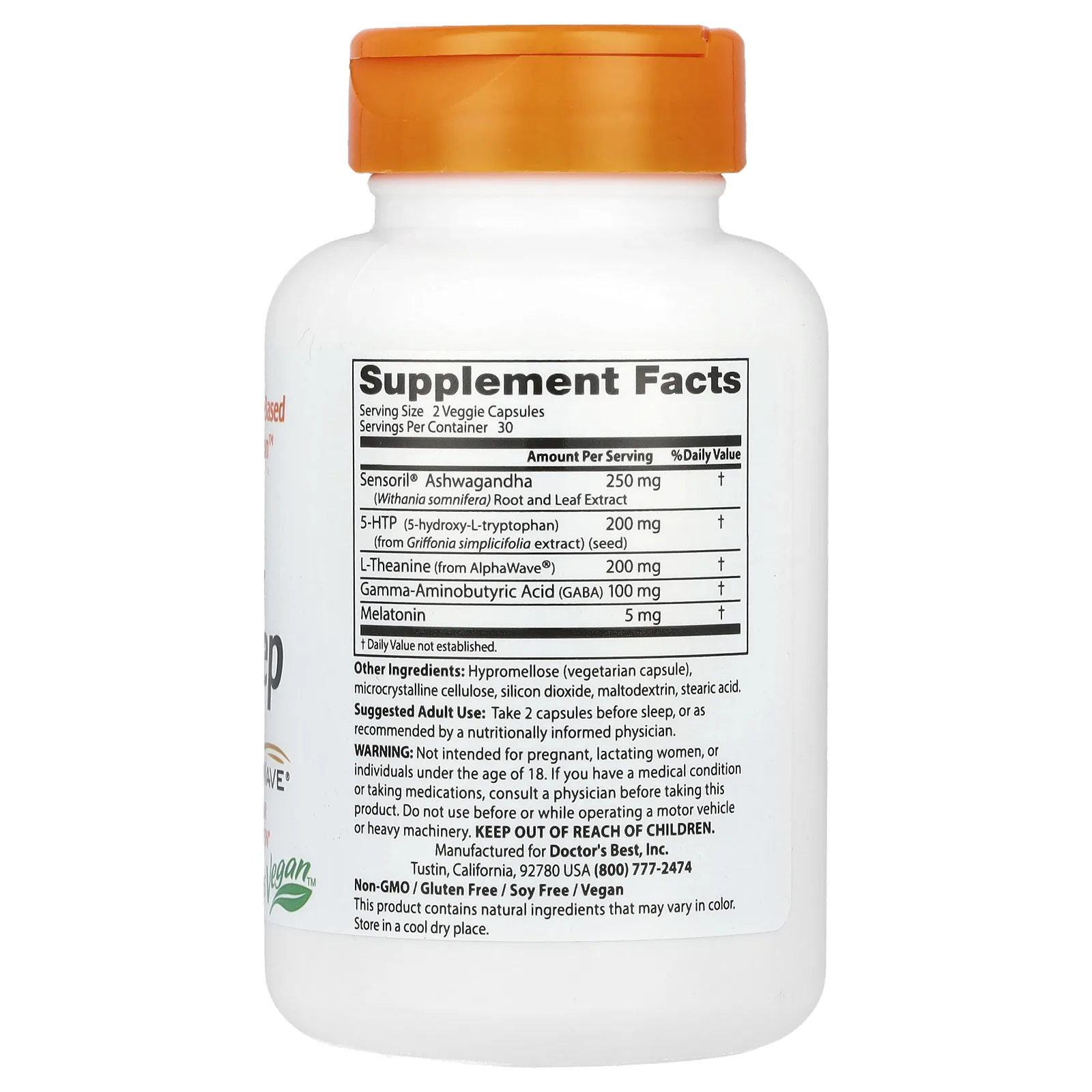 Doctor's Best, Superior Sleep с Sensoril AlphaWave, 60 растительных капсул