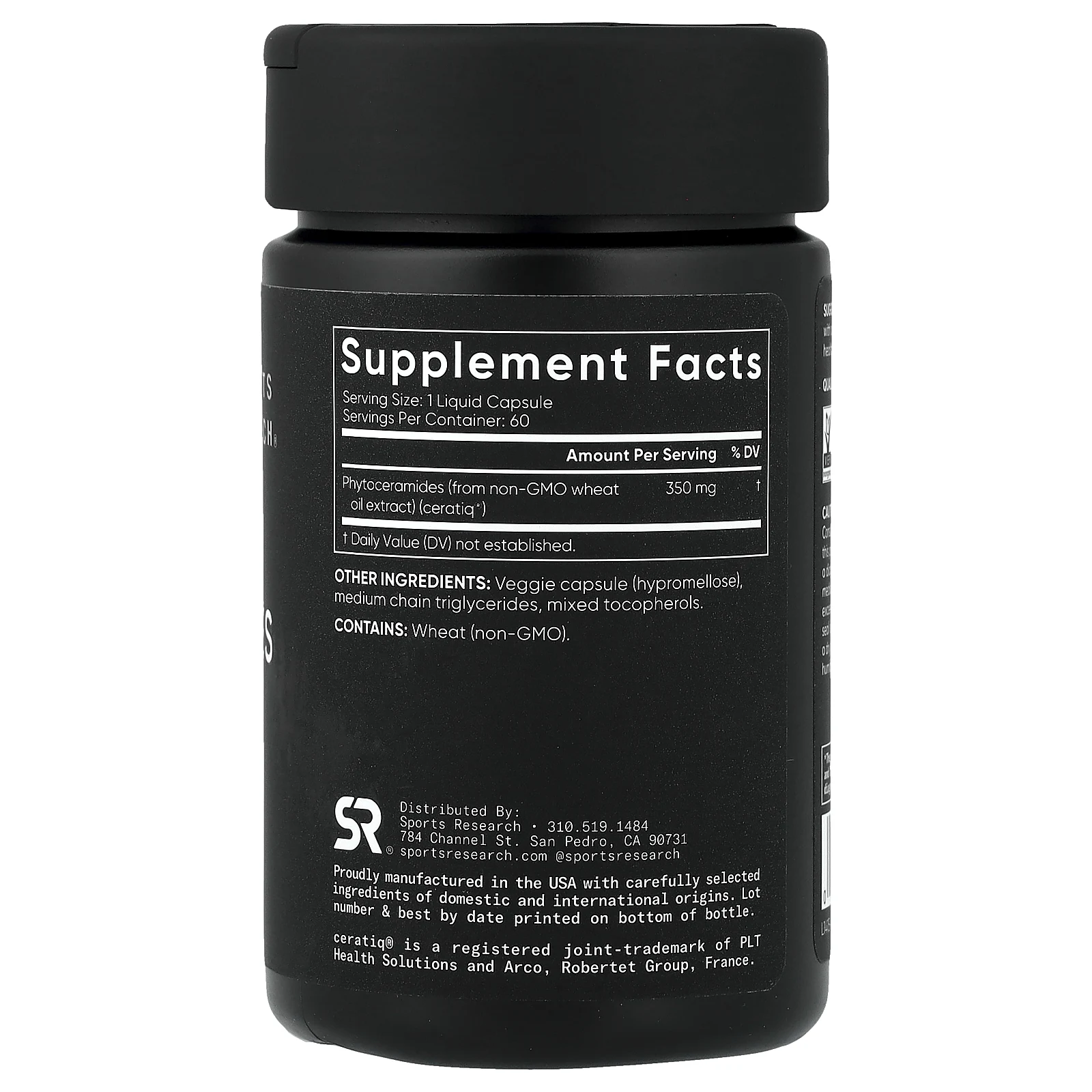 Sports Research, фитокерамиды, 350 мг, 60 растительных капсул с жидкостью
