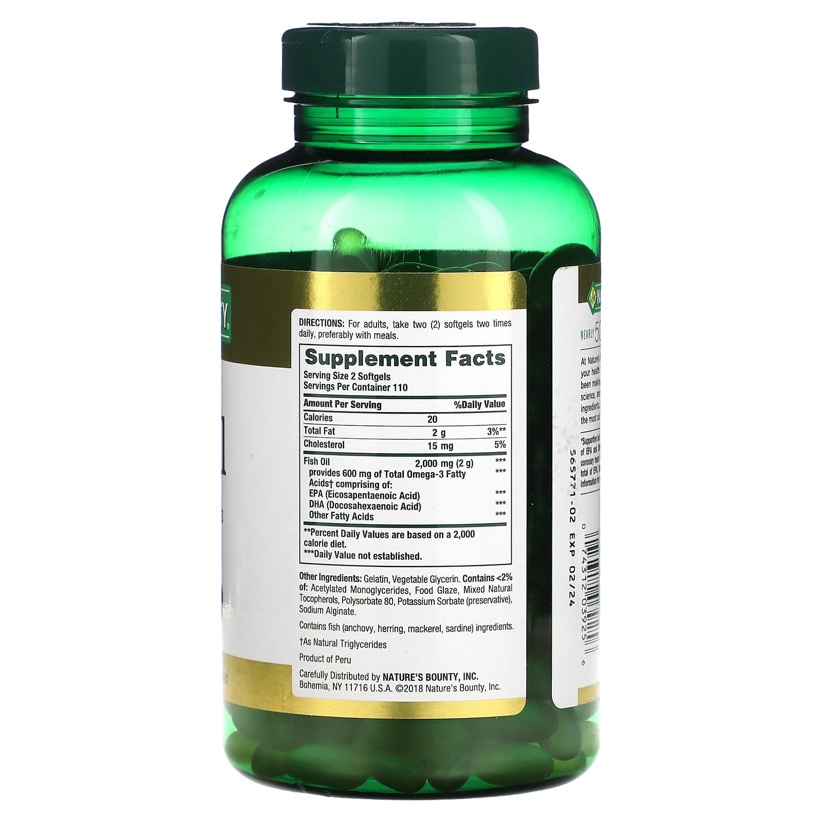 Nature's Bounty, рыбий жир, 1000 мг, 220 капсул в оболочке