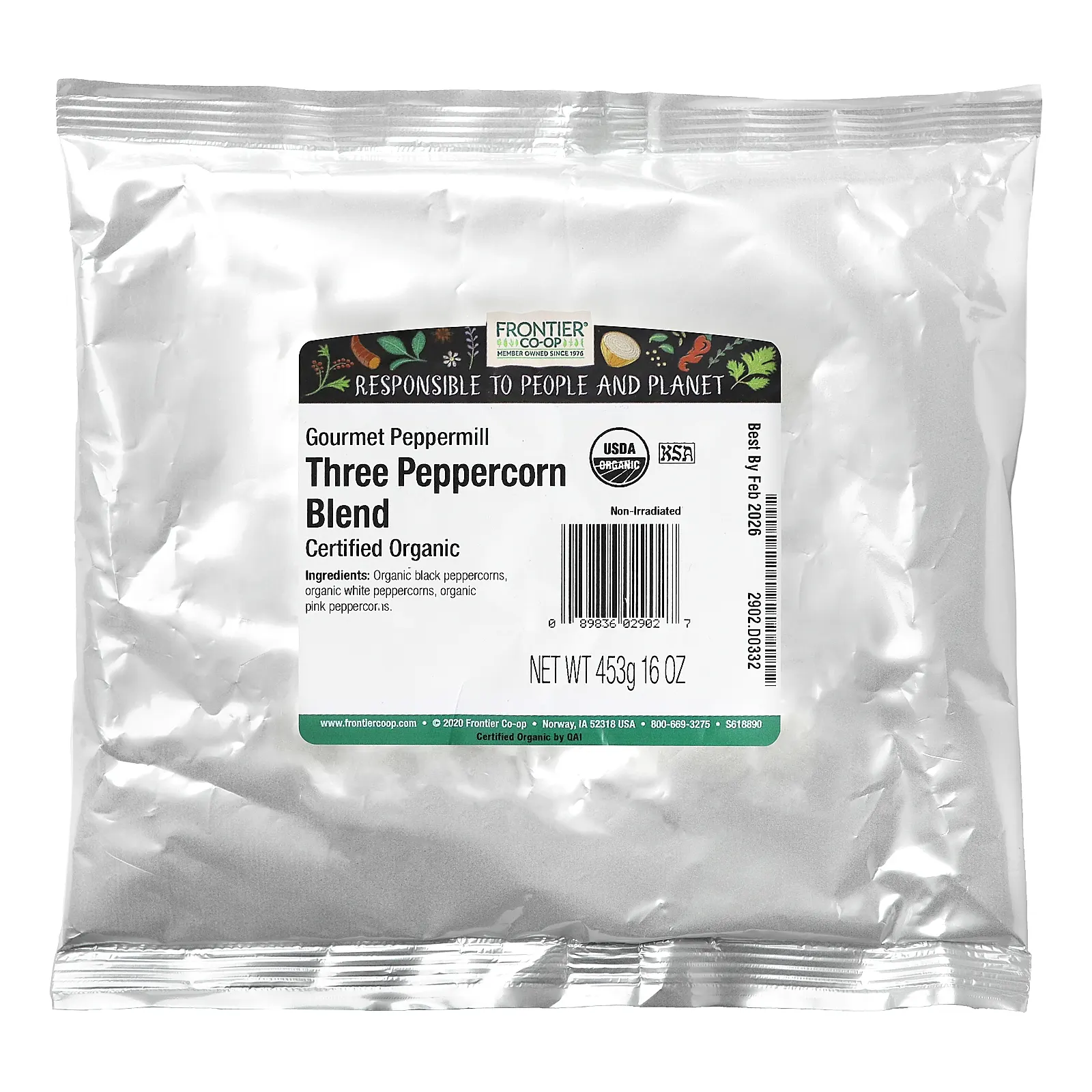 Frontier Co-op, Gourmet Peppermill, смесь трех перцев и кукурузы, 453 г (16 унций)