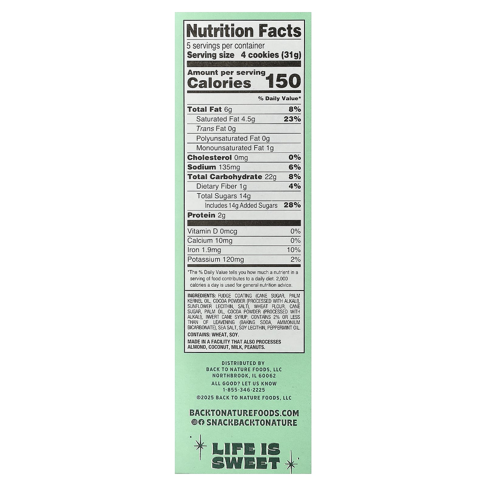 Back to Nature, печенье, помадка и мята, 156 г (5,5 унции)