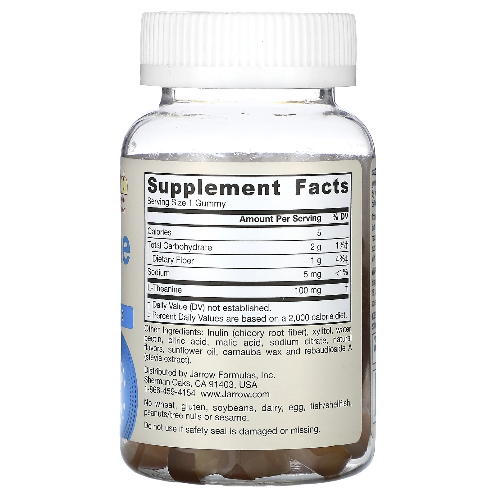 Jarrow Formulas, жевательные конфеты с теанином, без сахара, яблочный вкус, 100 мг, 60 жевательных таблеток