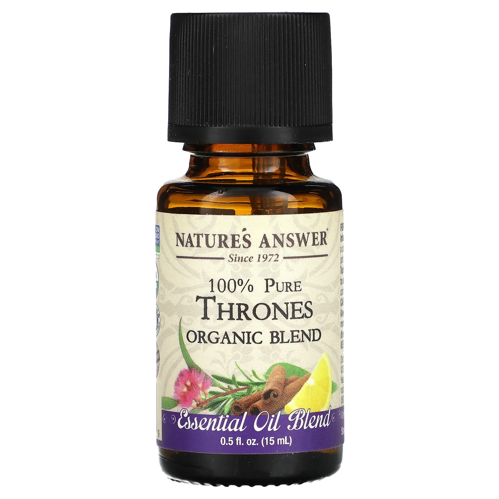 Nature's Answer, Thrones Organic Blend, на 100% чистое эфирное масло, органическая смесь, 15 мл (0,5 жидк. унции)