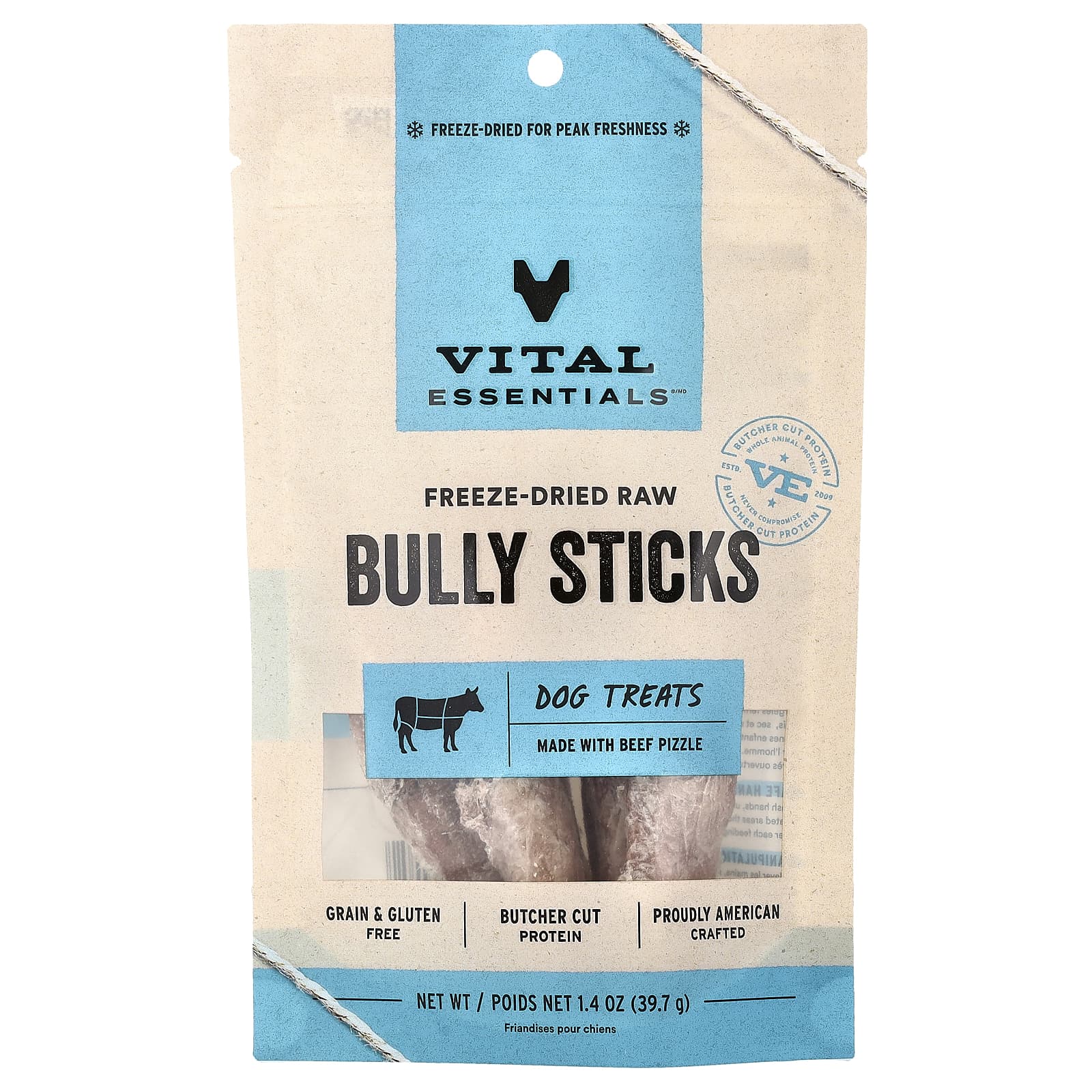 Vital Essentials, сублимированные необработанные лакомства для собак, со вкусом говядины, 39,7 г (1,4 унции)