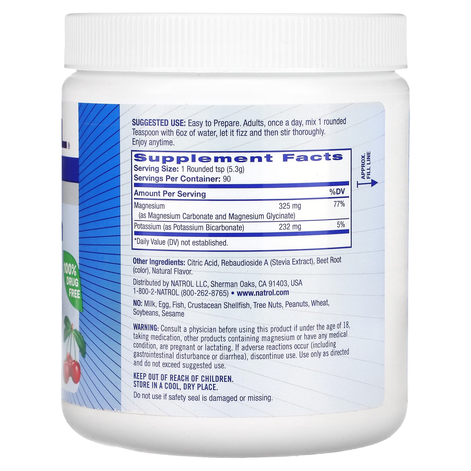 Natrol, магний, со вкусом вишни, 477 г (16,8 унции)
