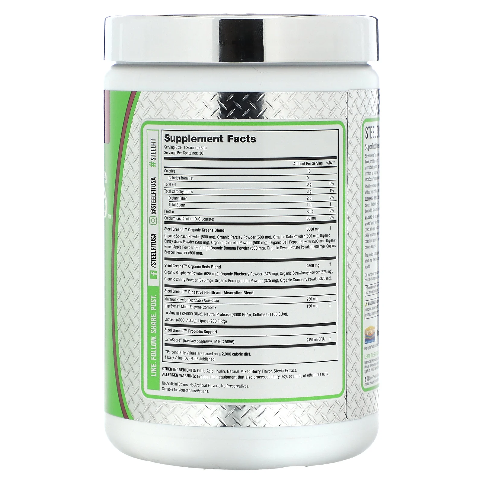 SteelFit, Steel Greens, ягодное ассорти, 285 г (10,1 унции)