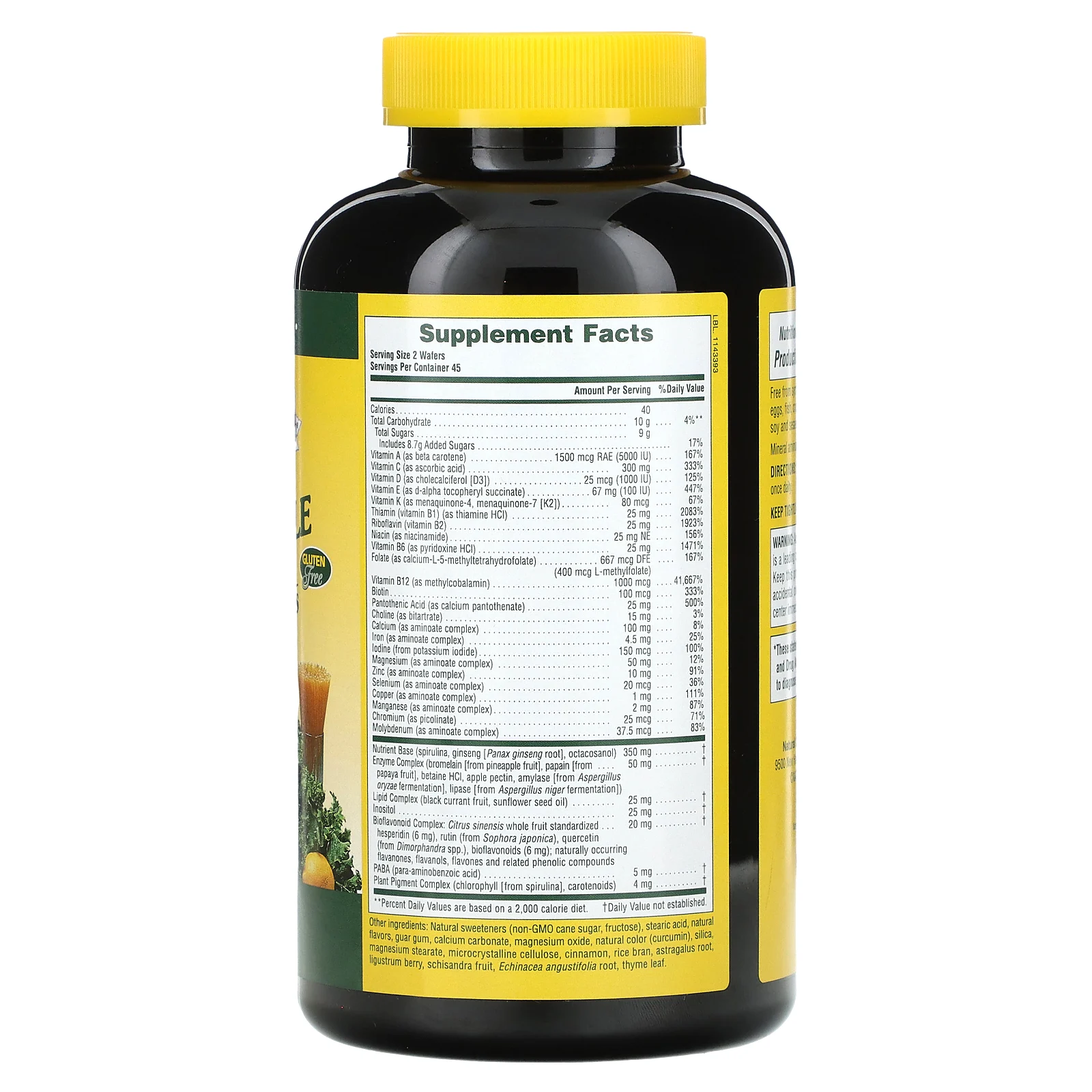 NaturesPlus, Source of Life, жевательная мультивитаминная и минеральная добавка для взрослых, вкусное яблоко и корица, 90 вафель