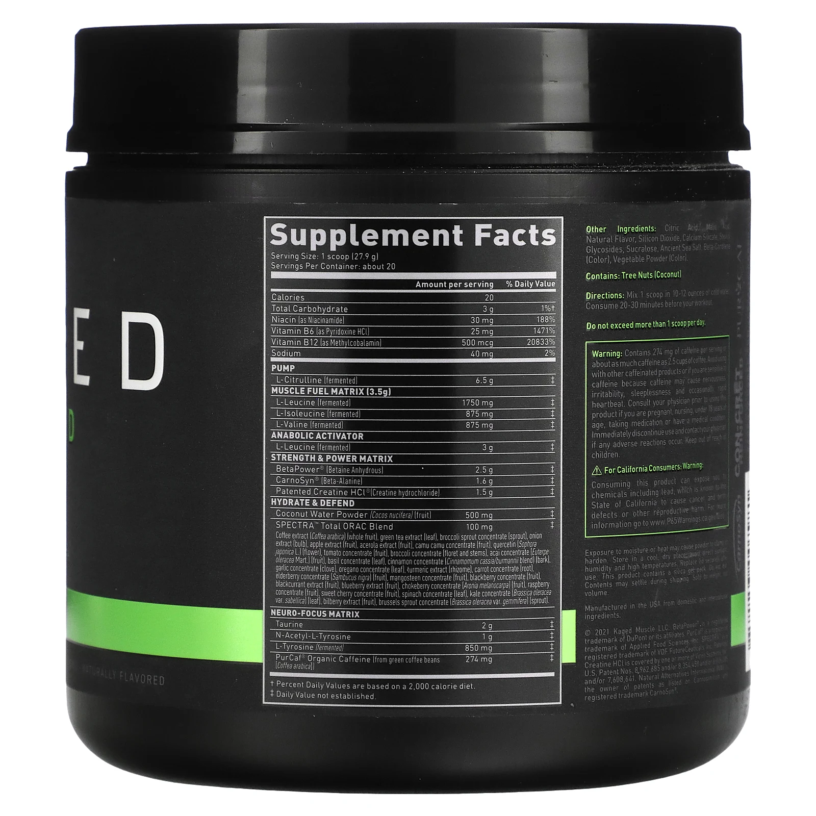 Kaged, PRE-KAGED, предтренировочный комплекс, вкус апельсина, 558 г (1,23 унции)