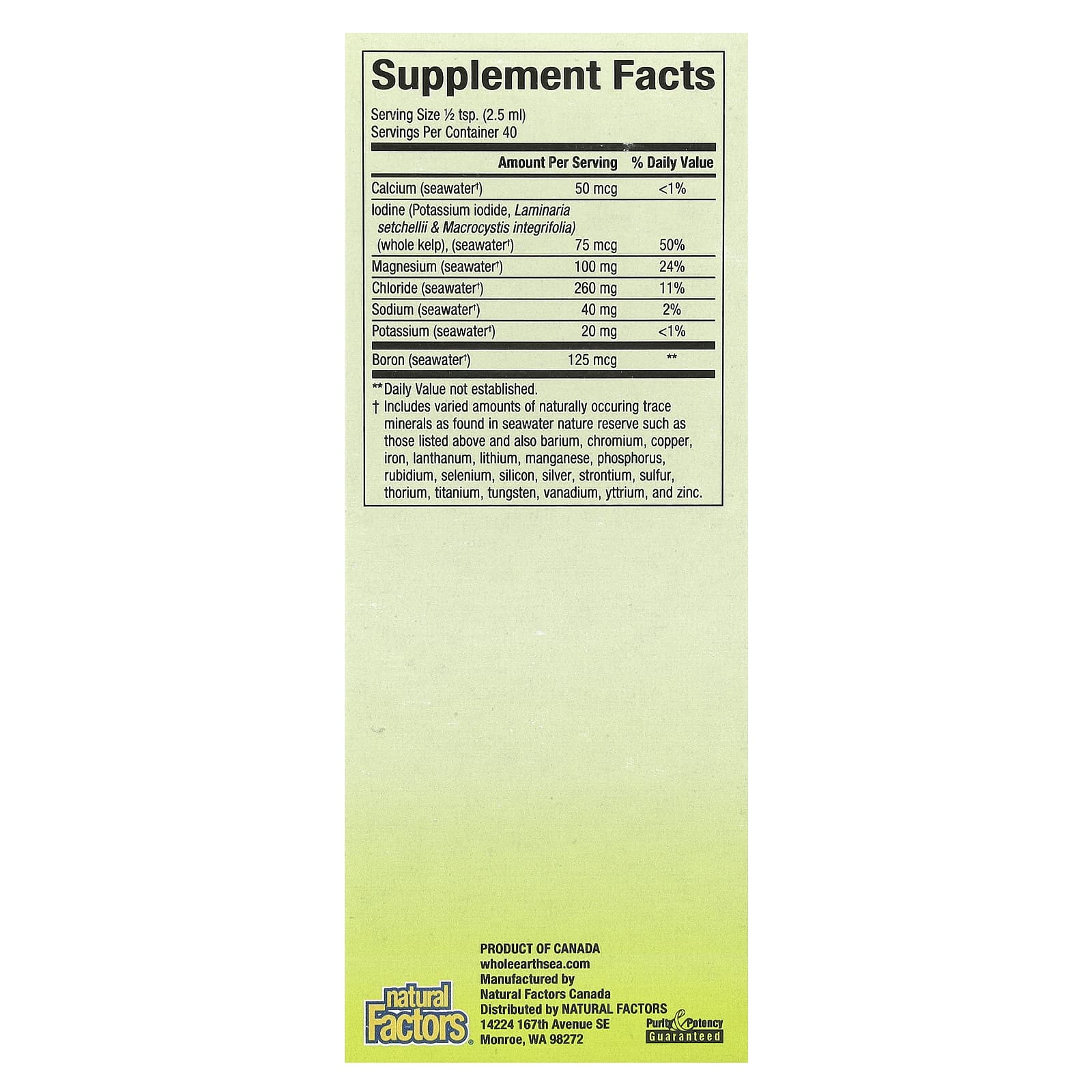 Natural Factors, Whole Earth & Sea, Deep Ocean Minerals, 100 мл (3,38 жидк. Унции)