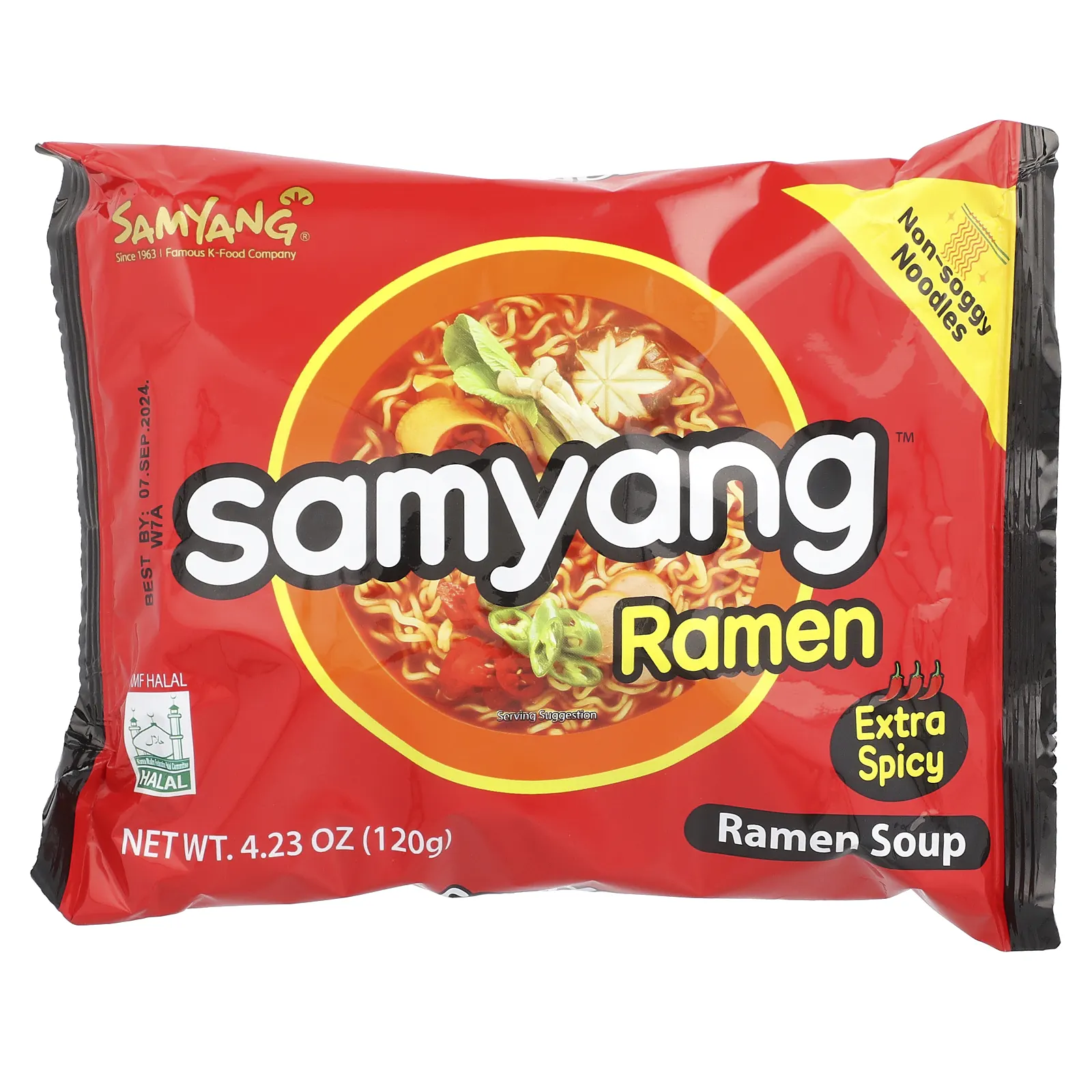 Samyang, Суп рамен, особый острый вкус, 4 упаковки по 120 г (4,23 унции)