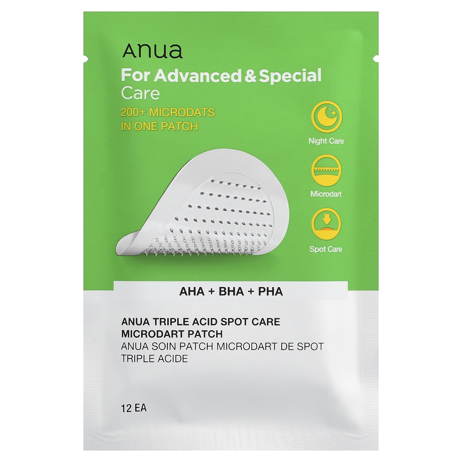 Anua, Microdart, патч для точечного ухода с тройной кислотой, 12 патчей