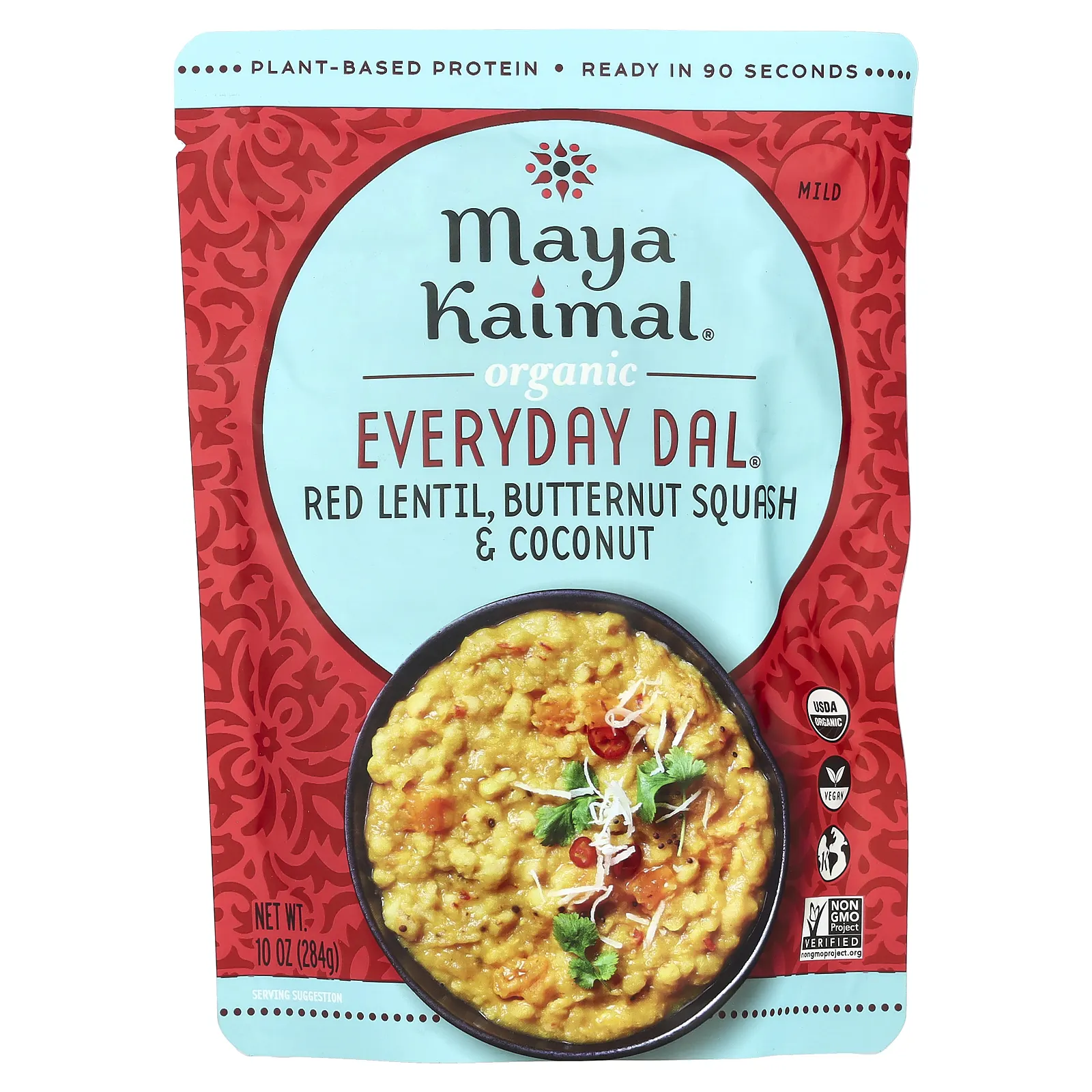 Maya Kaimal, Organic Everyday Dal, красная чечевица, мускатная тыква и кокос, 284 г (10 унций)