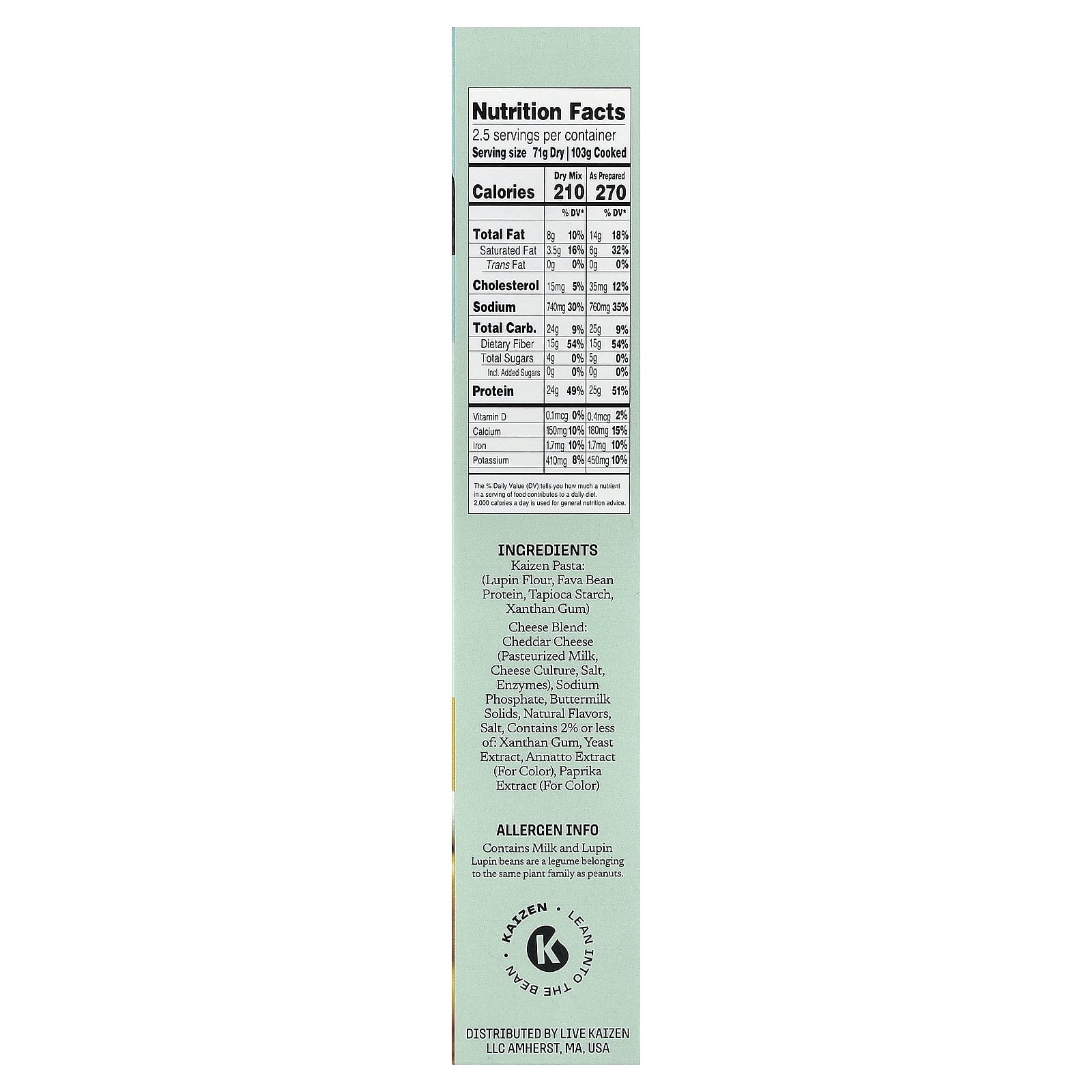 Kaizen, макароны с сыром, классический чеддер, 178 г (6,4 унции)