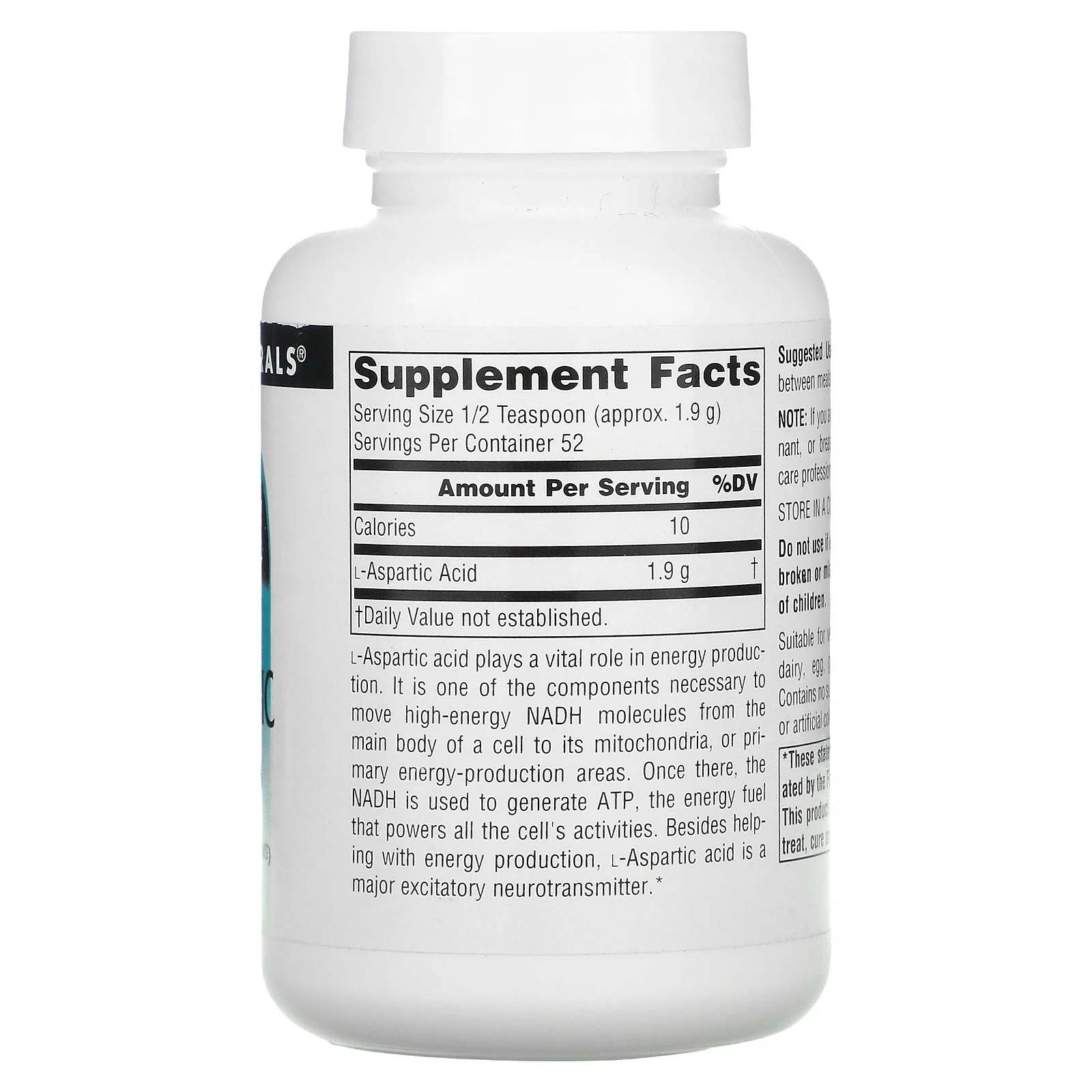 Source Naturals, порошок L-аспарагиновой кислоты, 100 г (3,53 унции)