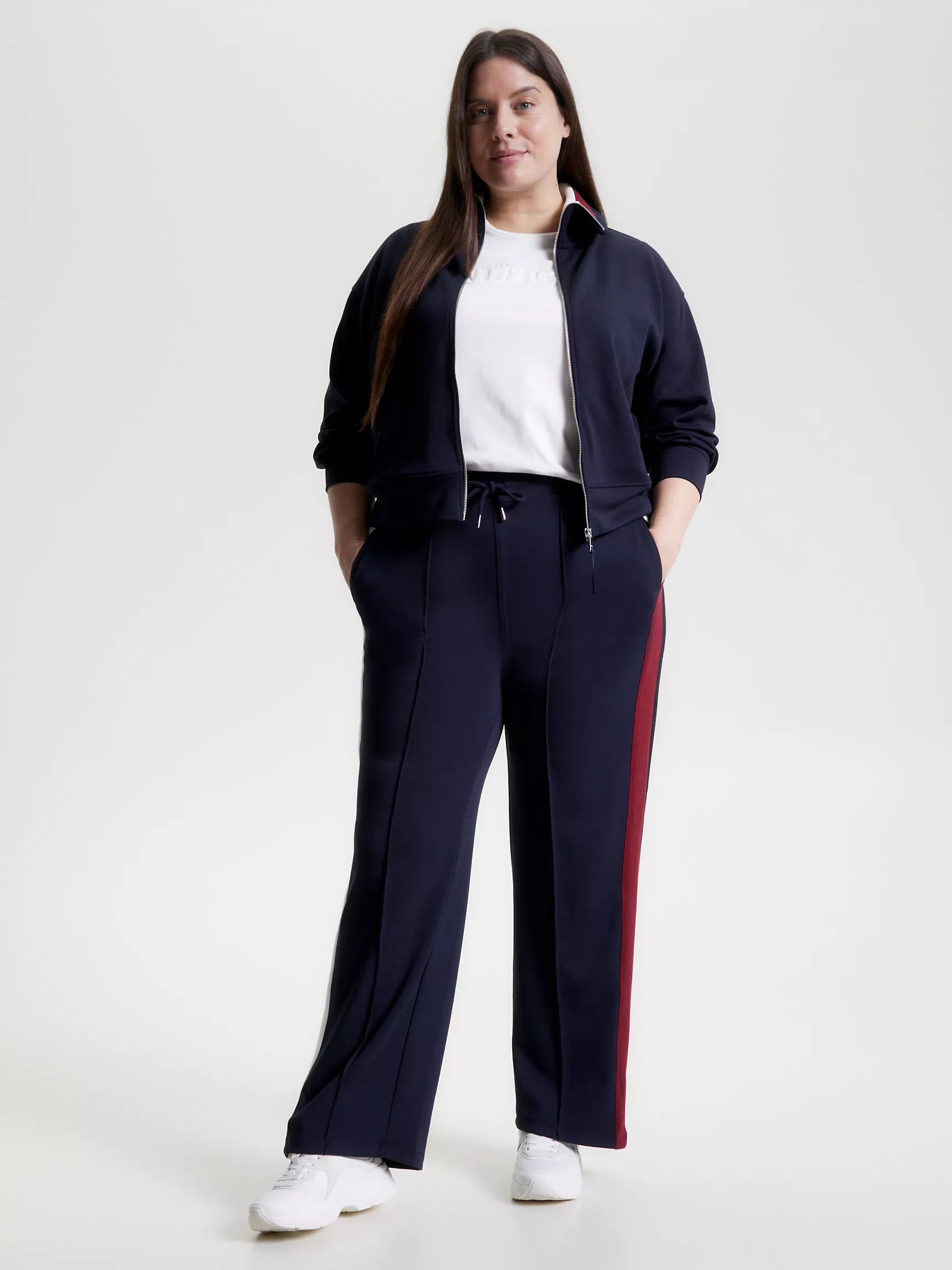 Женская толстовка Tommy Hilfiger, Свитшот с молнией и полосатым воротником Curve