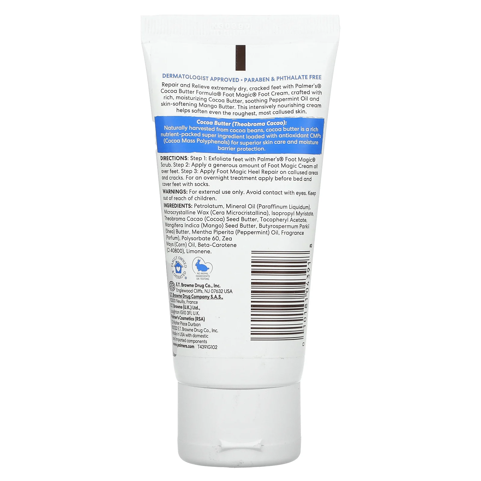 Palmer's, Foot Magic, состав с какао-маслом, витамином Е, маслом перечной мяты и маслом манго, 60 г (2,1 унции)