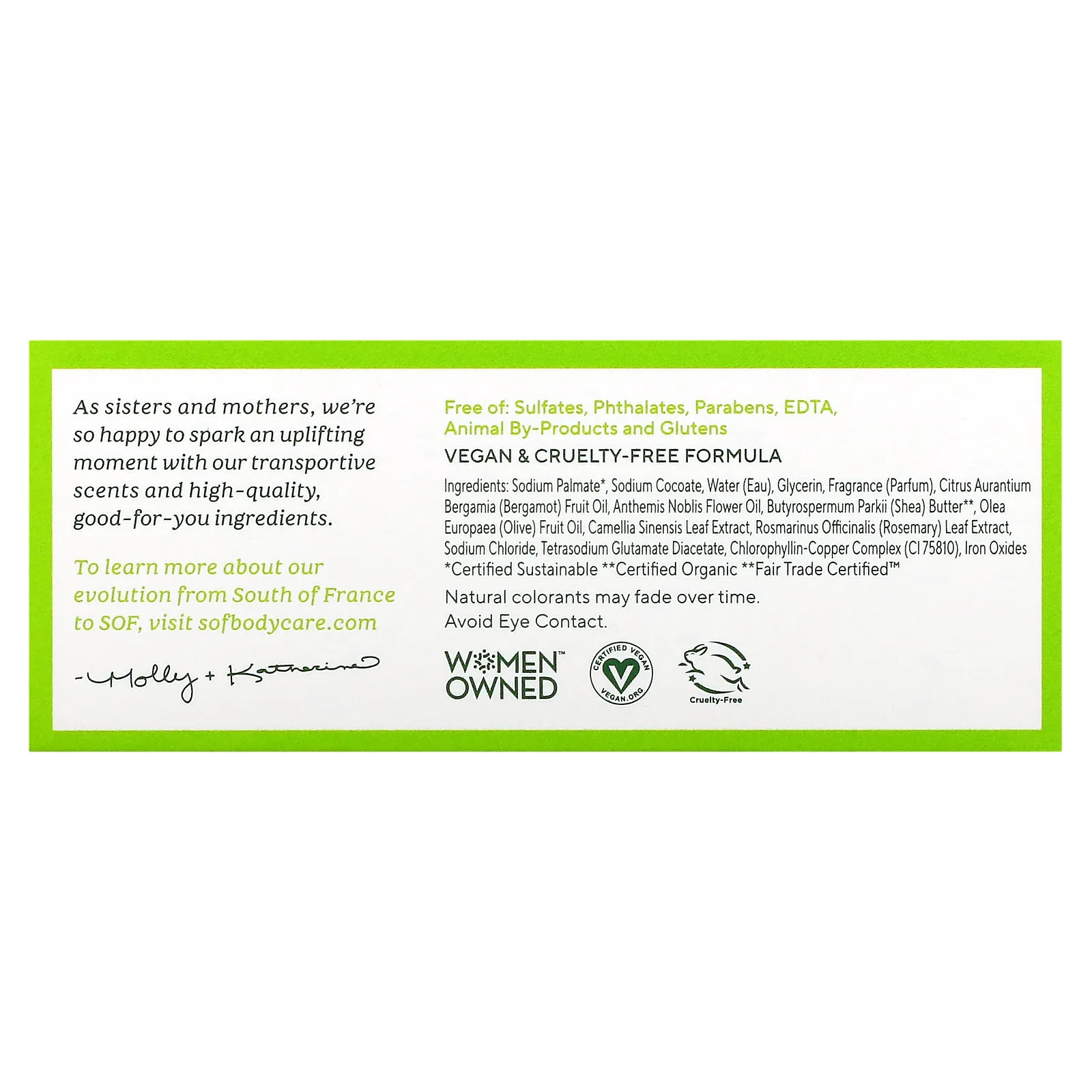 SoF, Green Tea, Кусковое мыло французского измельчения с органическим маслом ши, 6 унций (170 г)