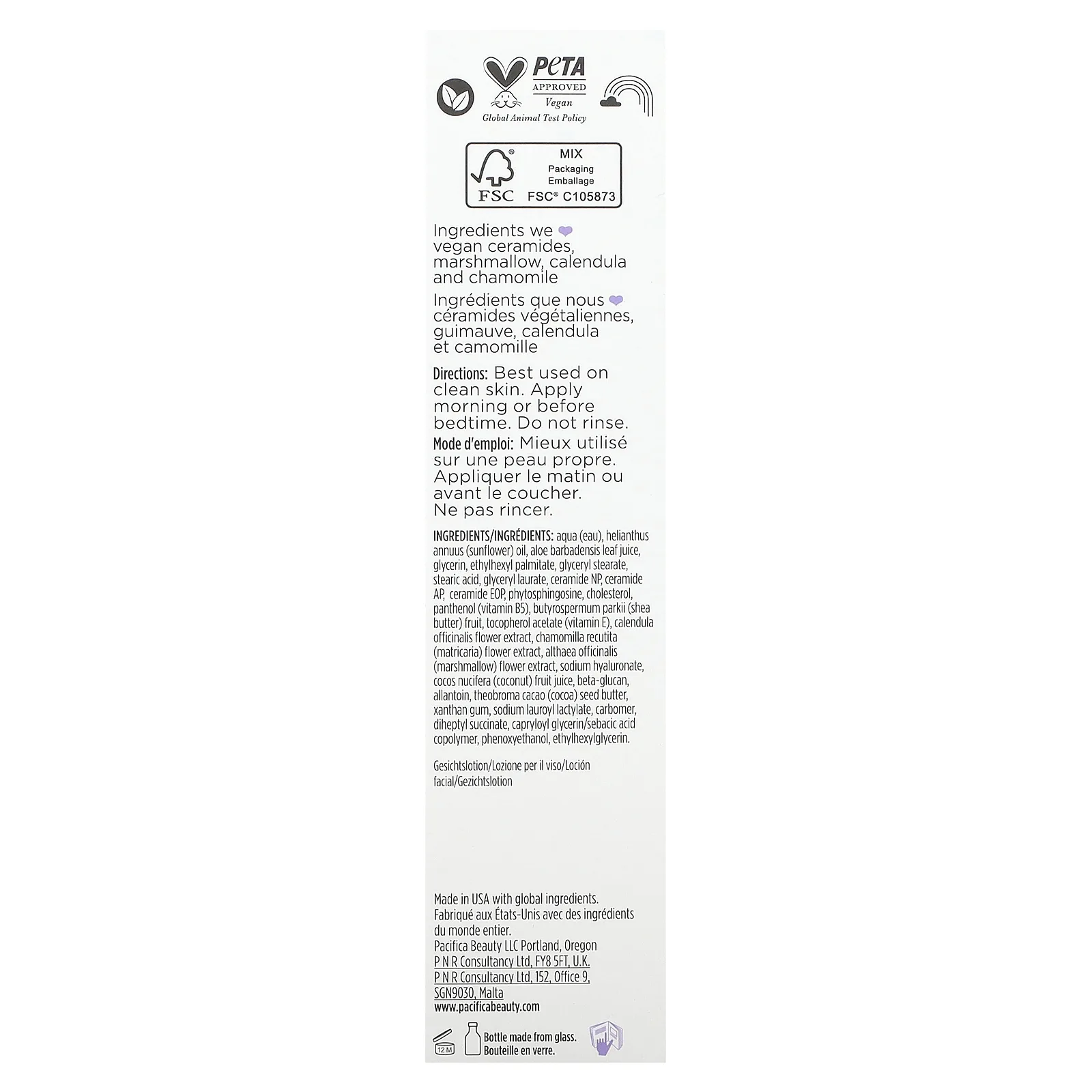 Pacifica, Vegan Ceramide, барьерный лосьон для лица, без отдушек, 50 мл (1,7 жидк. Унции)
