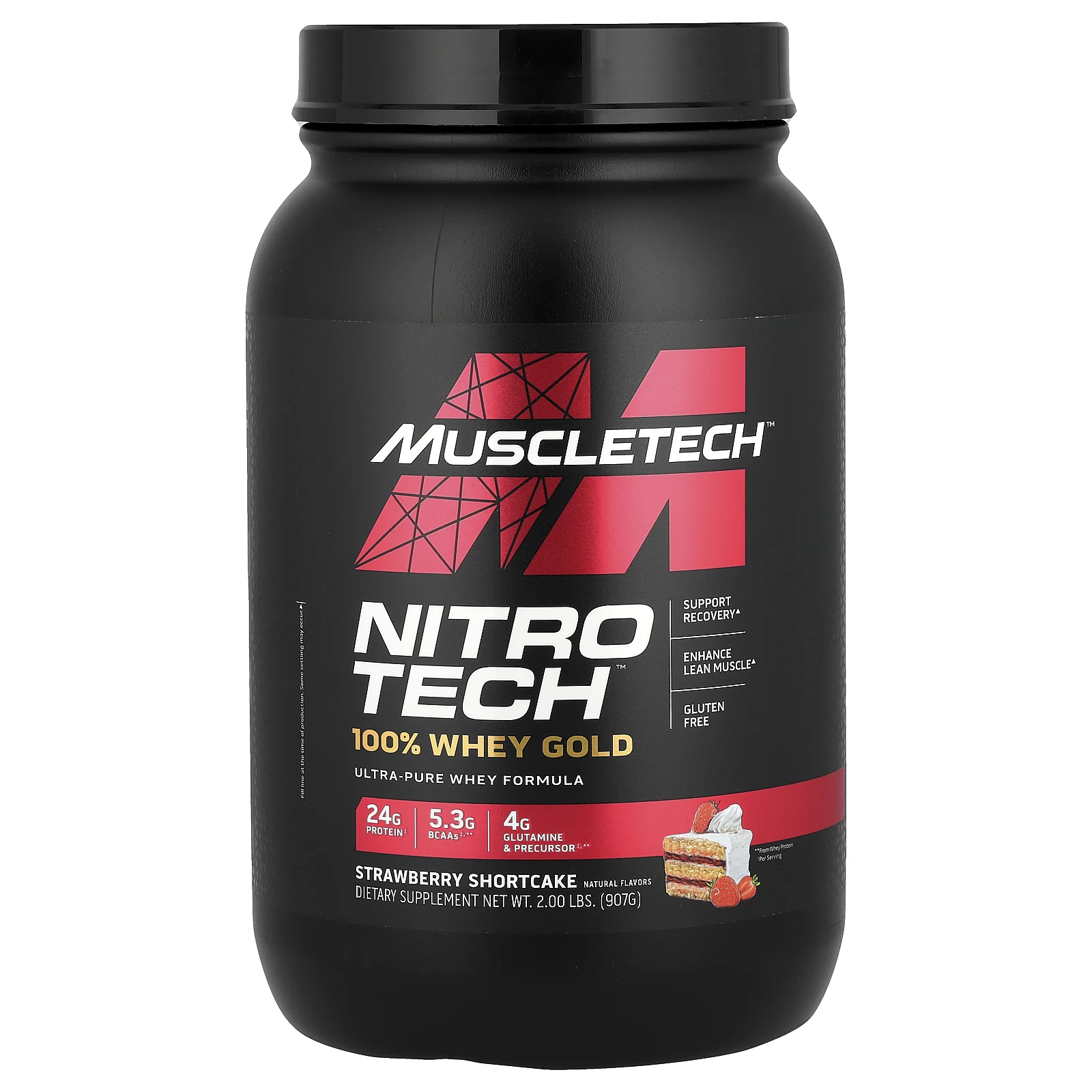 MuscleTech, Nitro Tech, 100 % Whey Gold, песочное печенье со вкусом клубники, 1,02 кг (2,24 фунта)