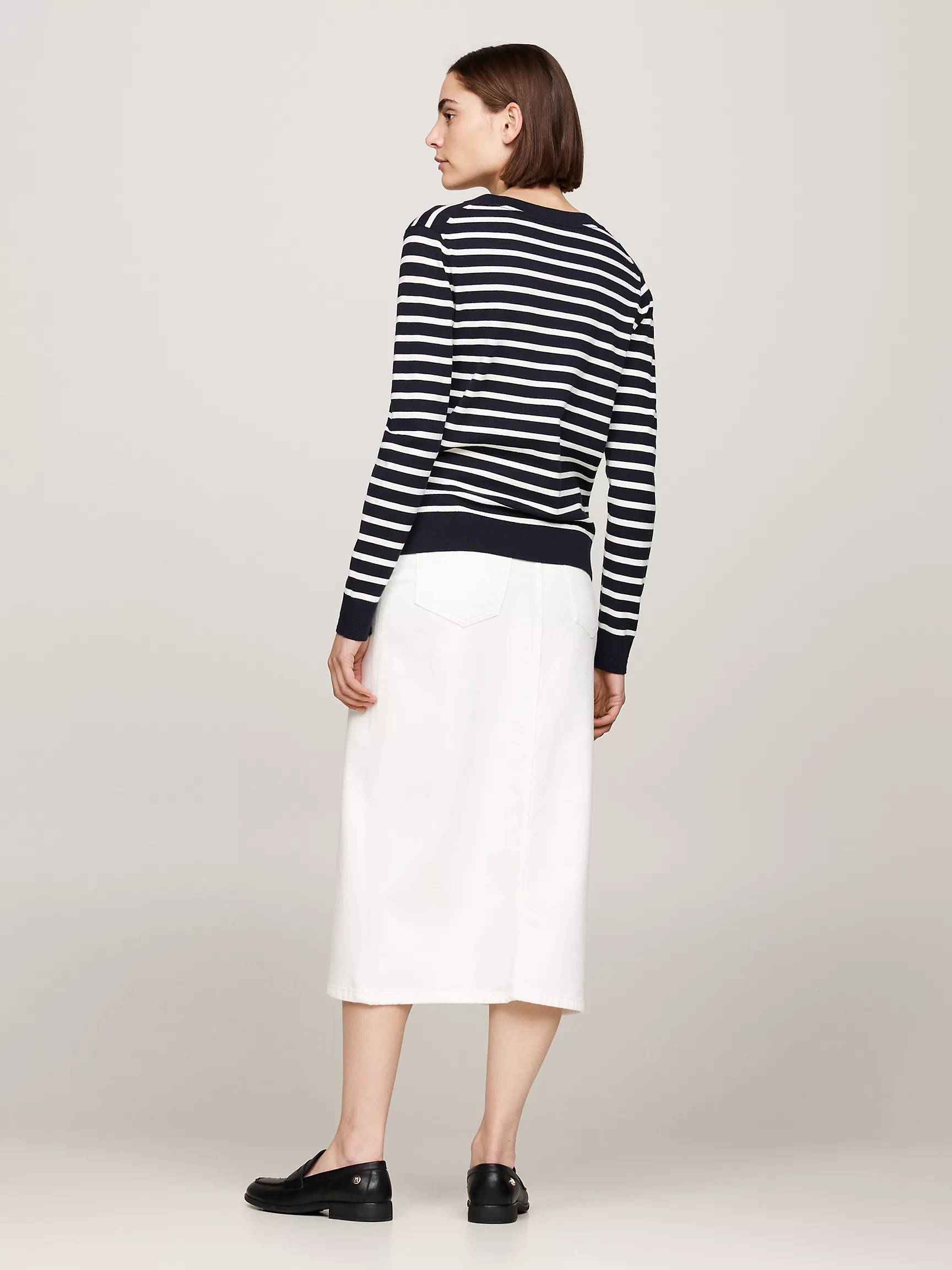 Женский свитер Tommy Hilfiger, Хлопковый джерсовый свитер с V-образным вырезом