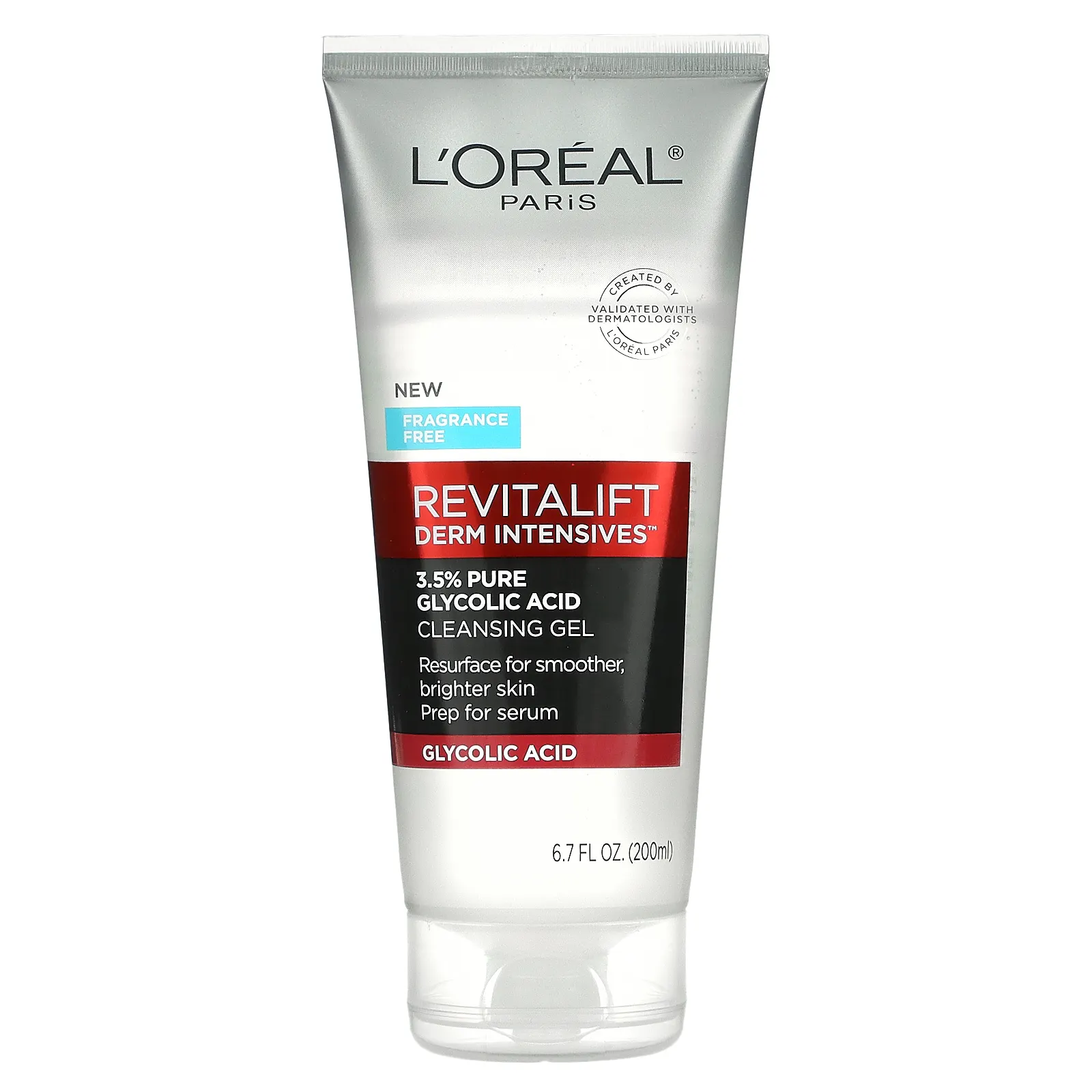 L'Oréal, Revitalift Derm Intensives, очищающий гель с 3,5% чистой гликолевой кислотой, без отдушек, 200 мл (6,7 жидк. Унции)
