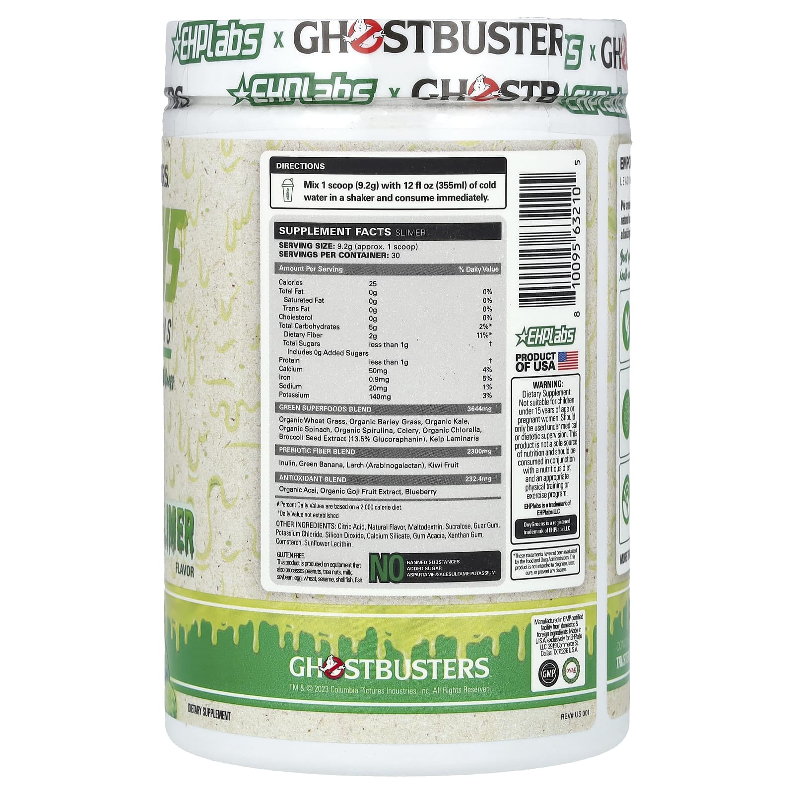 EHPlabs, Ghostbuster, Oxygreens, ежедневная суперзелень, Slimer, 276 г (9,73 унции)