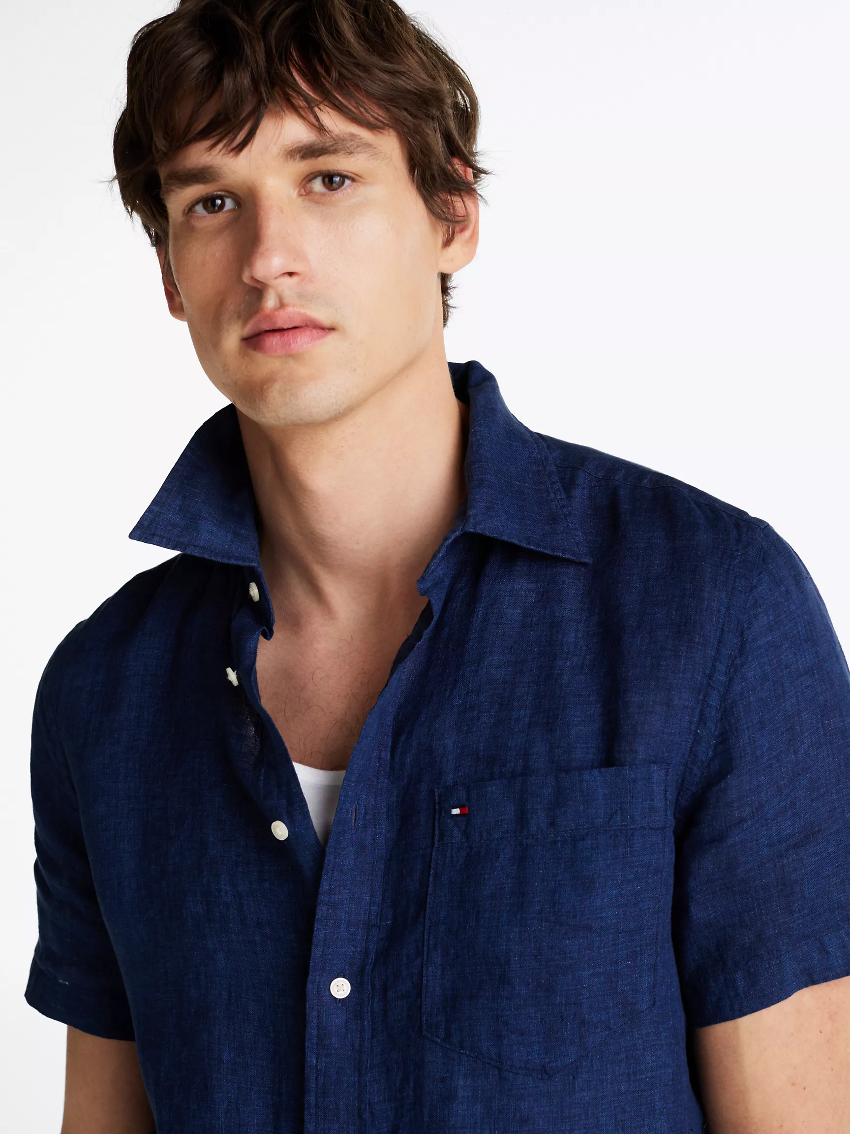 Мужская рубашка Tommy Hilfiger, Рубашка из окрашенного льна с короткими рукавами