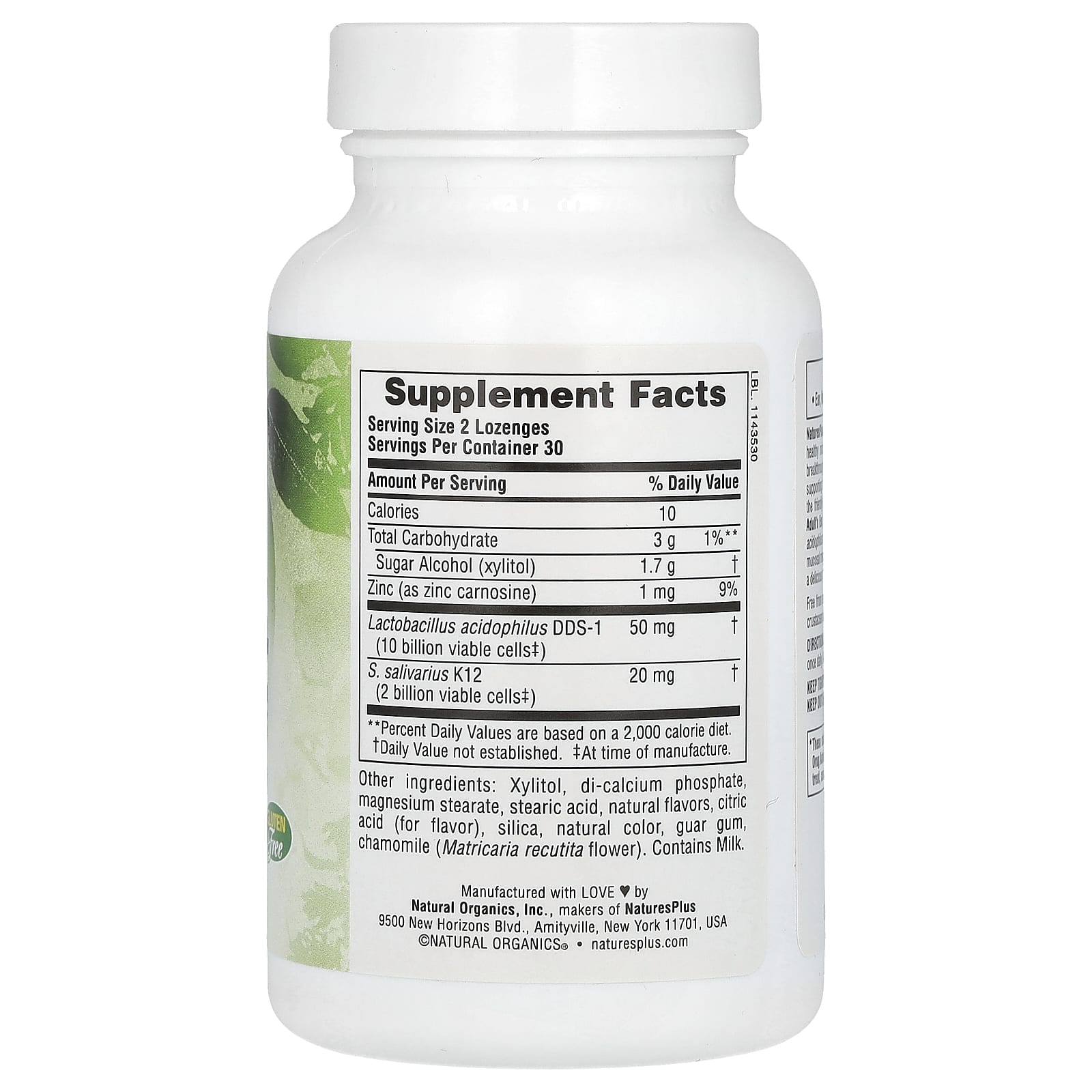 NaturesPlus, добавка для ушей, горла, носа, леденцы для взрослых с пробиотиком K12, натуральный тропический вкус вишни и ягод, 60 леденцов