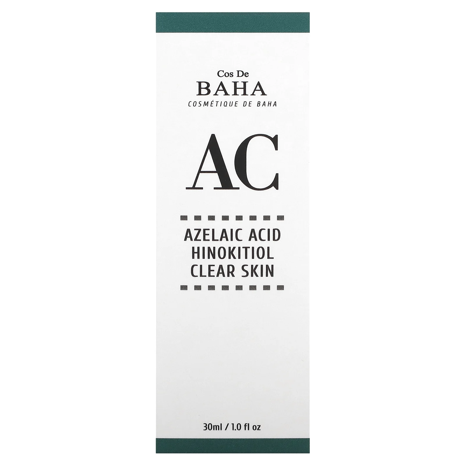 Cos De BAHA, AC, азелаиновая кислота и хинокитиол, для очищения кожи, 30 мл (1 жидк. унция)