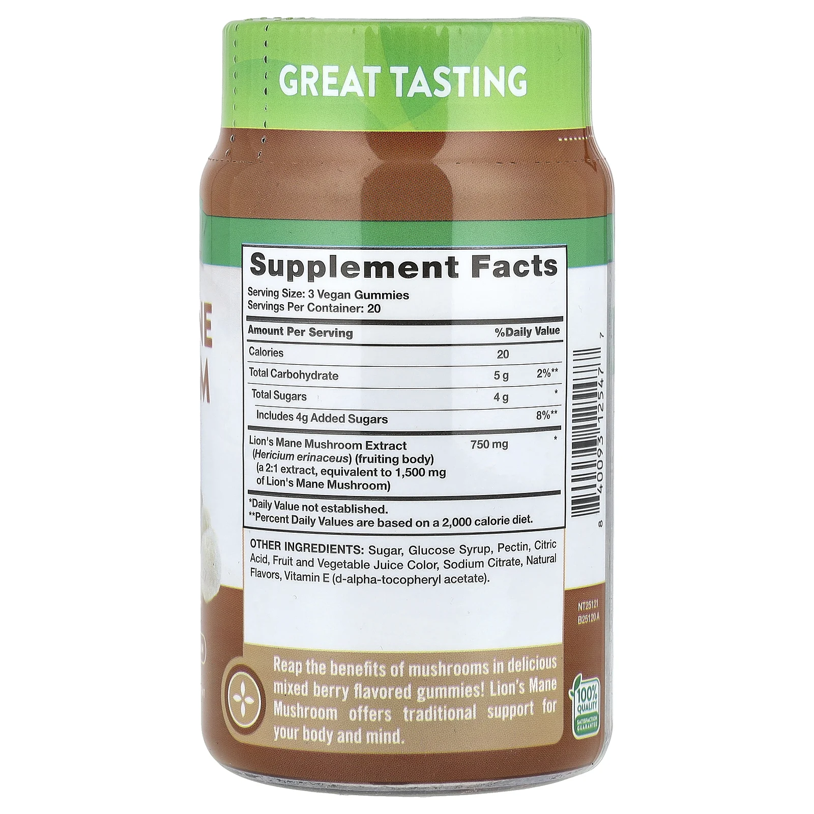 Nature's Truth, Жевательные мармеладки с грибами из львиной гривы, вкусное ягодное ассорти, 60 жевательных таблеток