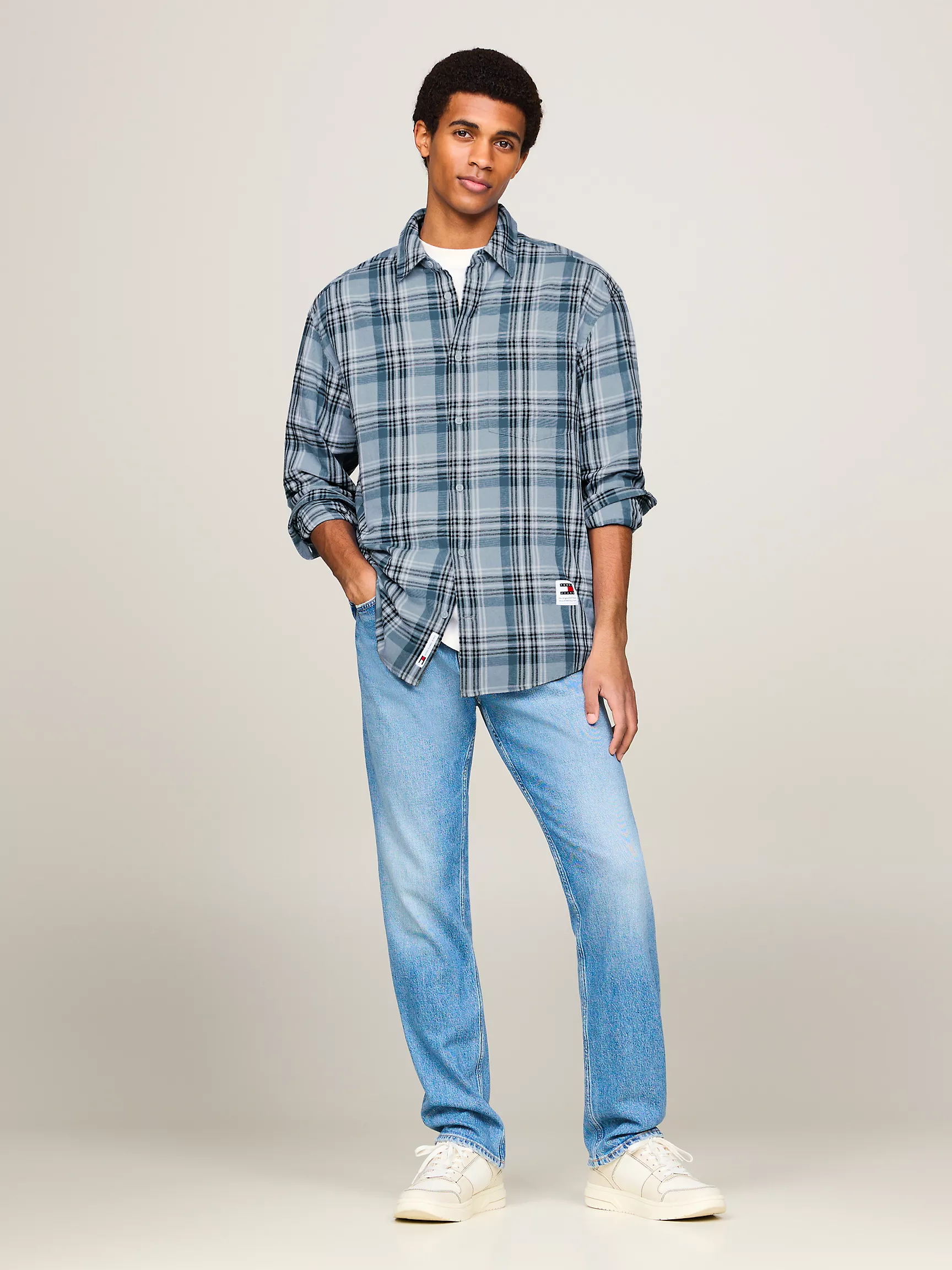 Мужская рубашка Tommy Hilfiger, Свободная клетчатая рубашка TJ с мягкой фактурой