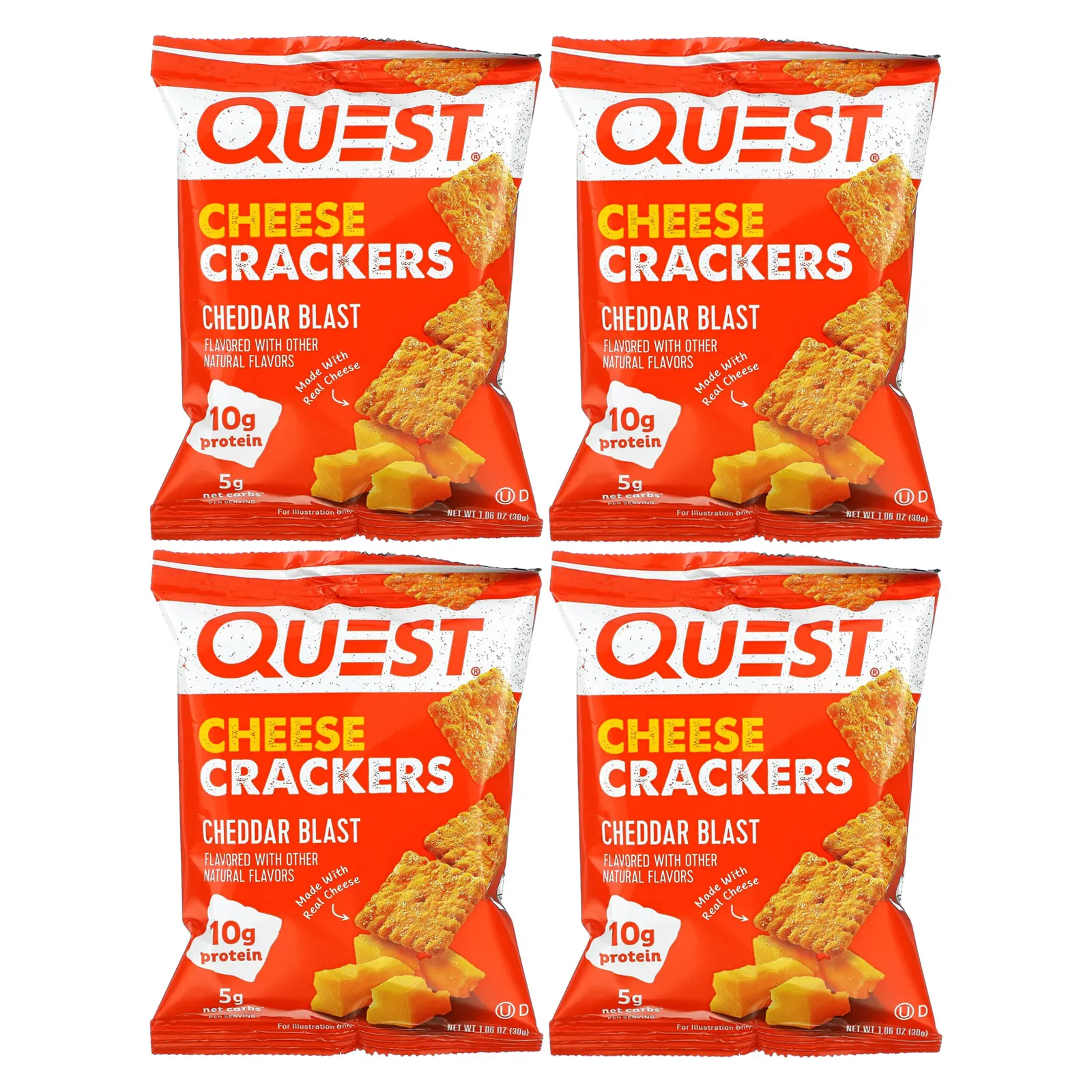 Quest Nutrition, Сырные крекеры, чеддер, 4 пакетика по 30 г (1,06 унции)