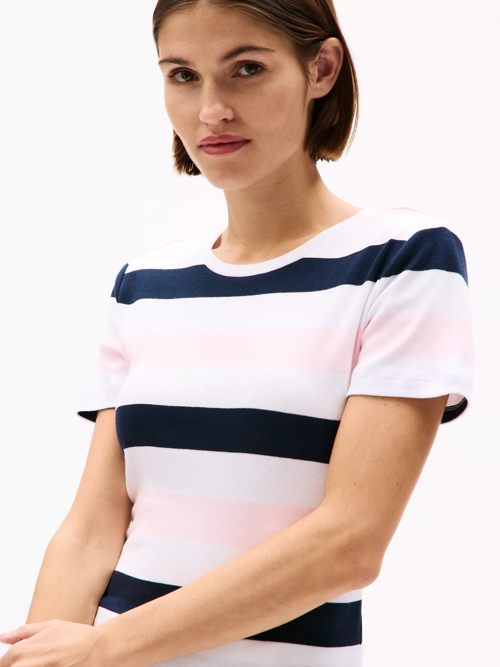Женская футболка Tommy Hilfiger, Футболка с круглым вырезом и полосками в стиле регби