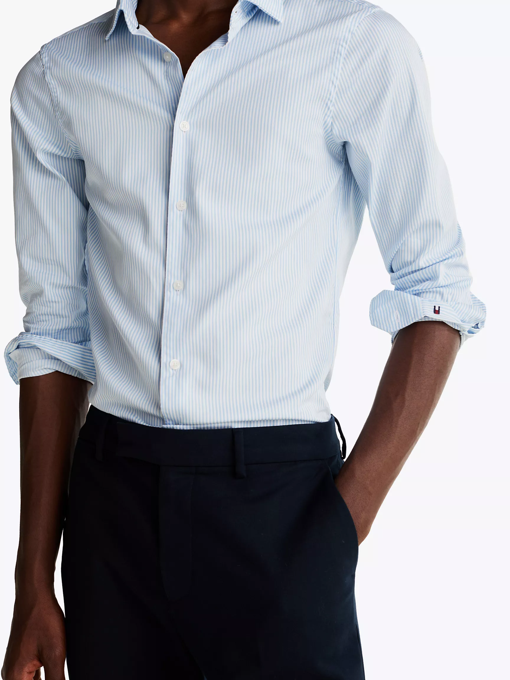 Мужская рубашка Tommy Hilfiger, Приталенная рубашка из поплина в полоску