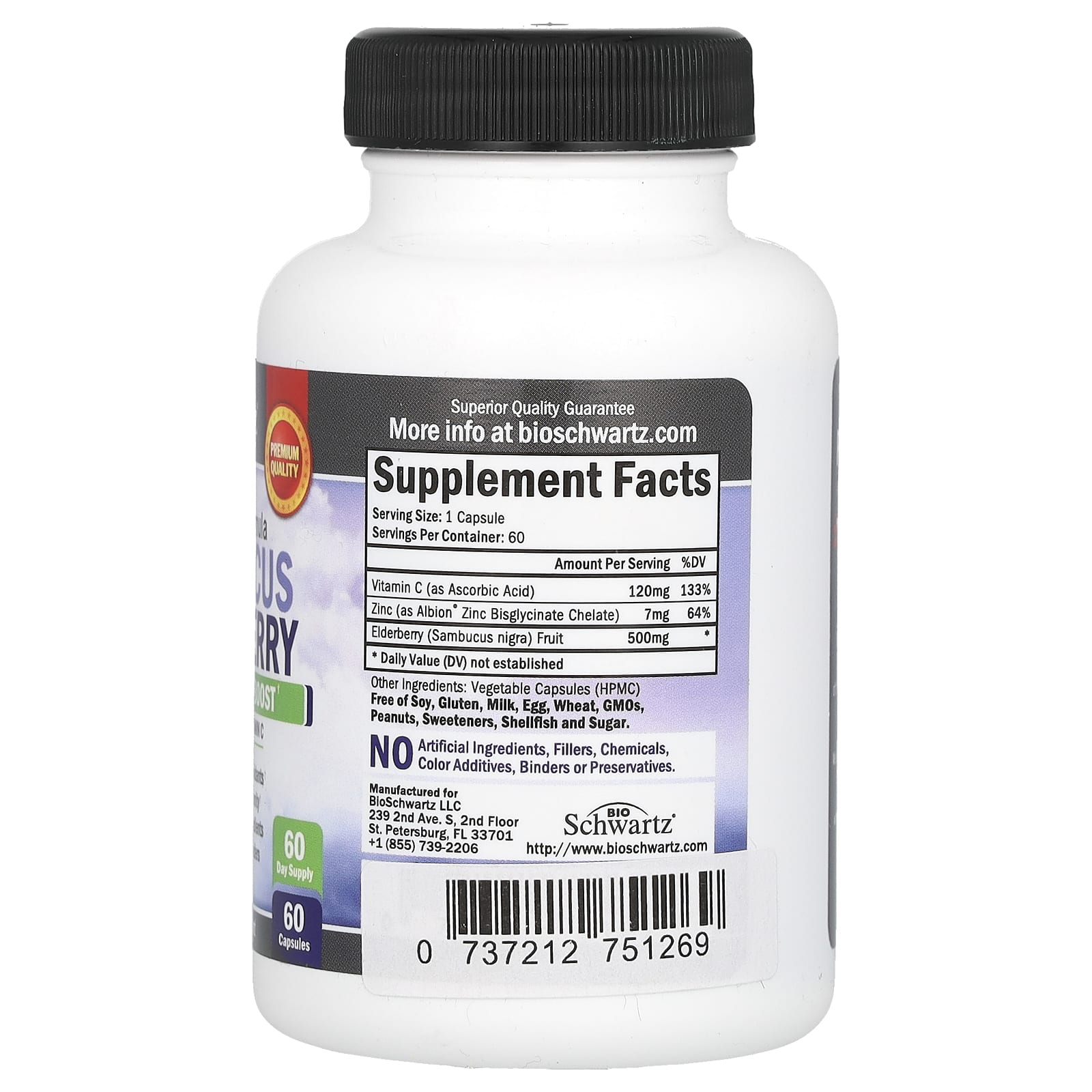 BioSchwartz, бузина с цинком и витамином C, 60 капсул