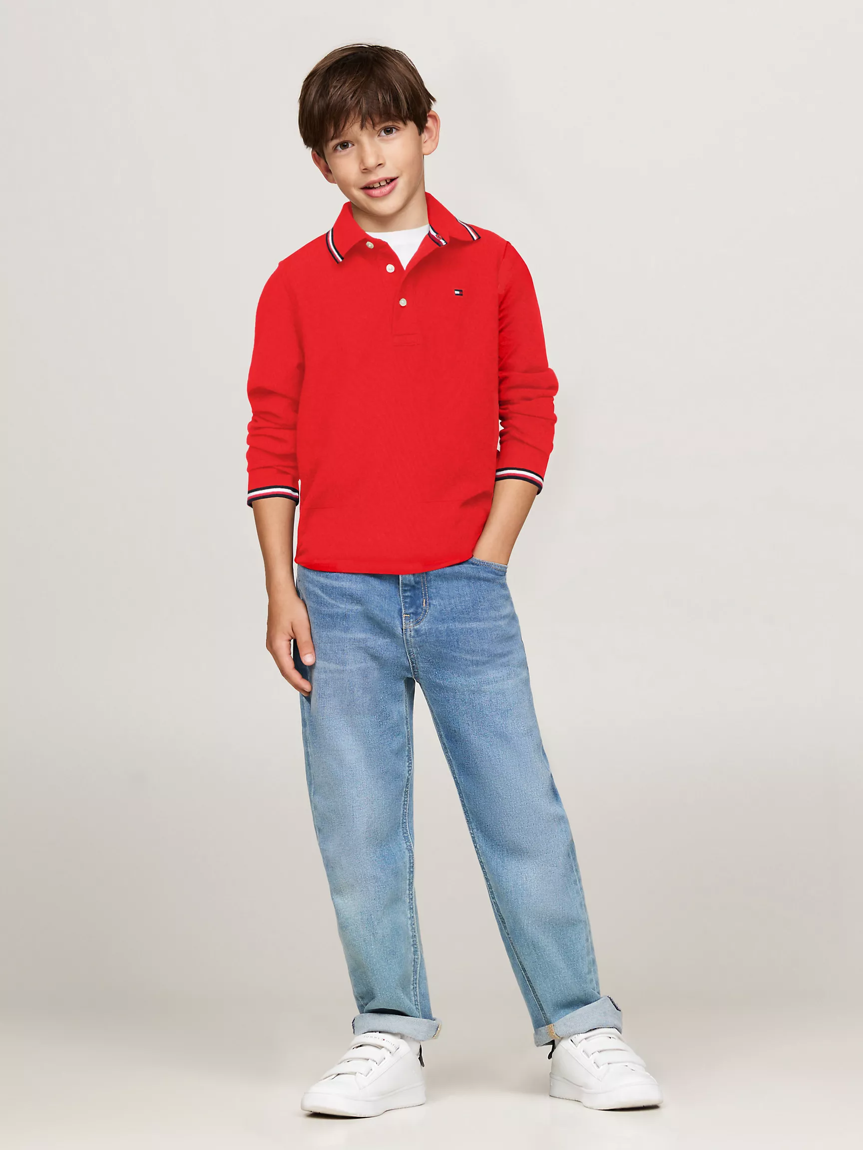 Рубашка-поло для мальчиков Tommy Hilfiger, Детское поло с длинным рукавом и влагоотводящей технологией Tommy