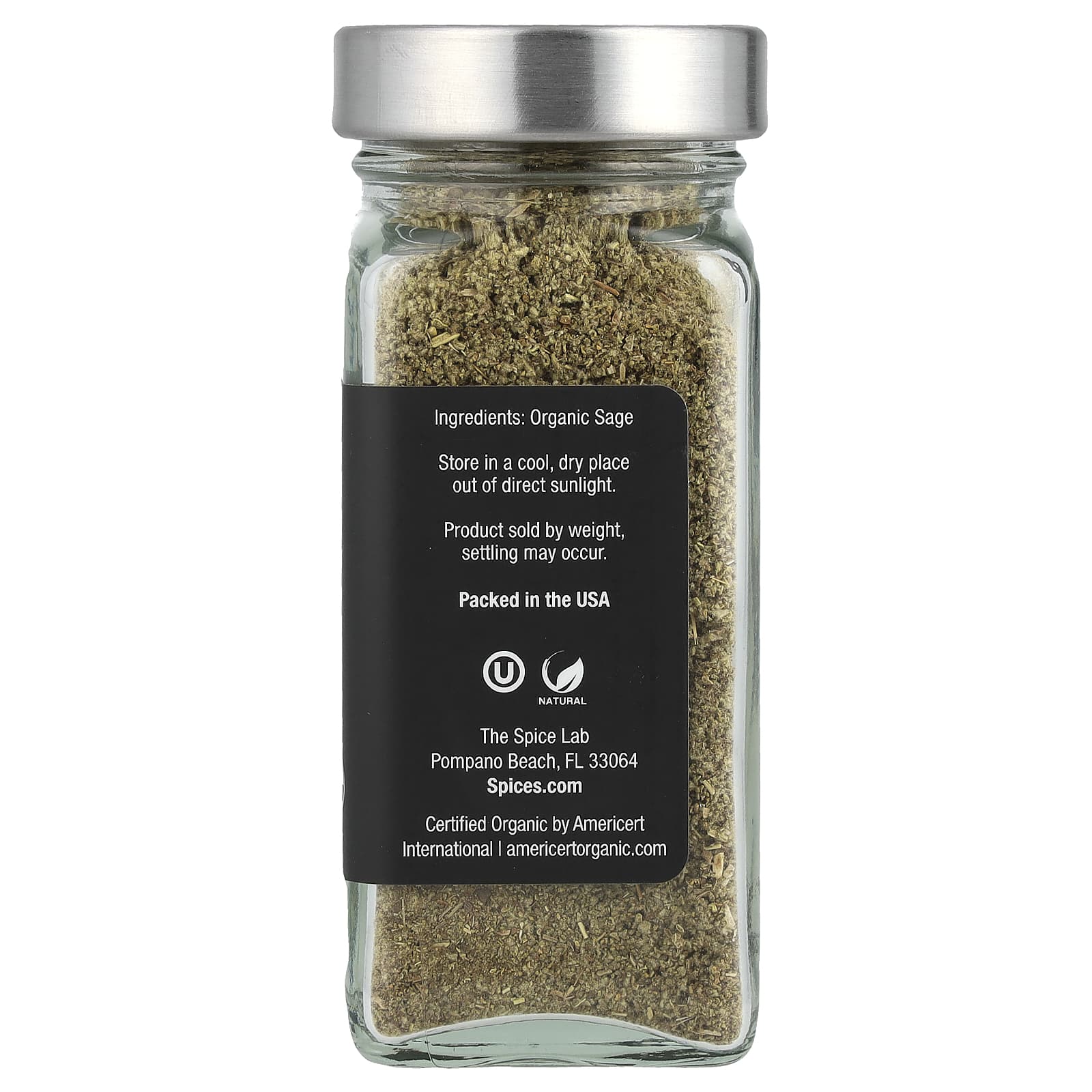 The Spice Lab, Органический натертый шалфей, 22 г (0,8 унции)