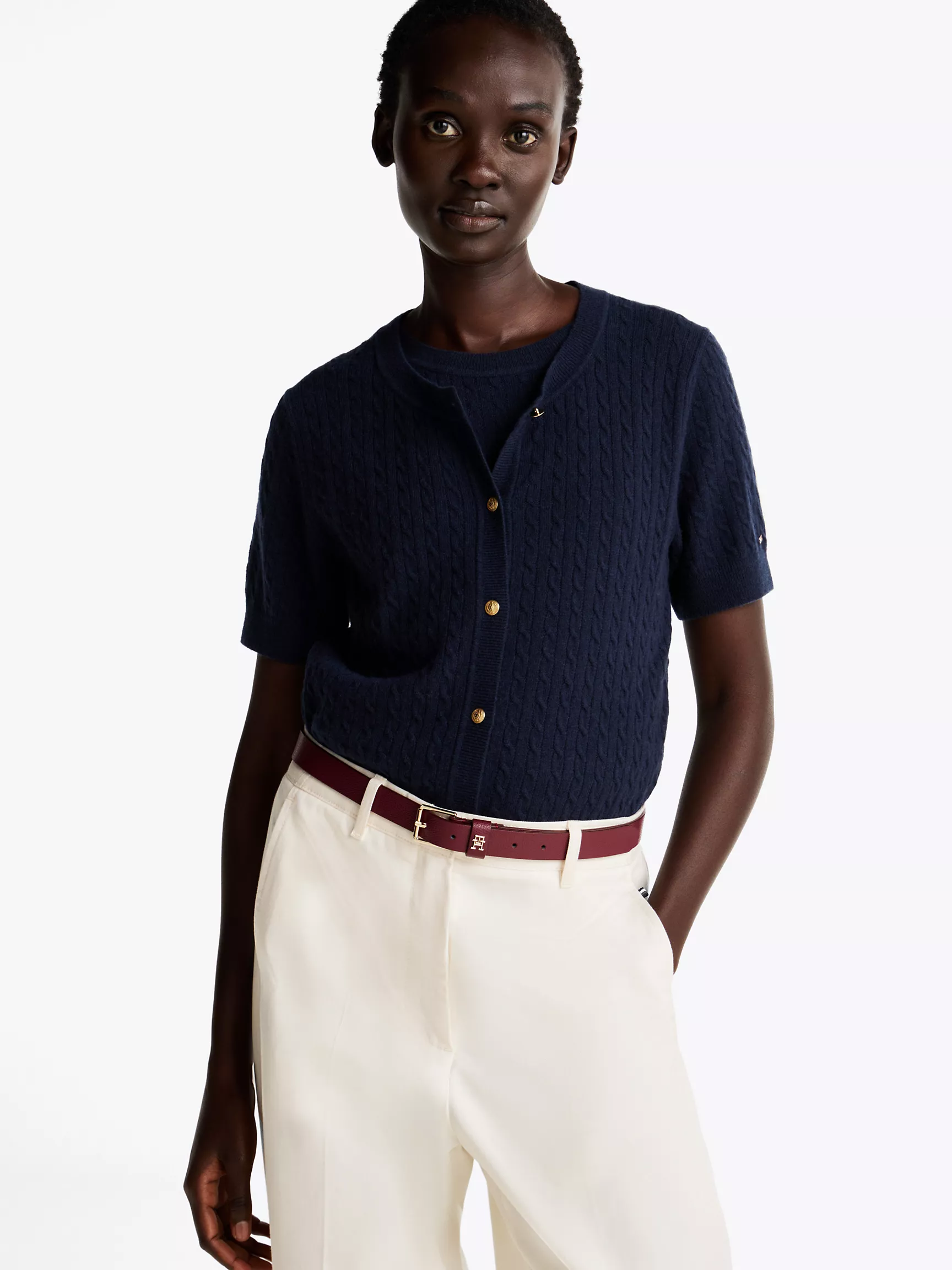 Женский свитер Tommy Hilfiger, Кардиган из шерстяной смеси с узором "косы"