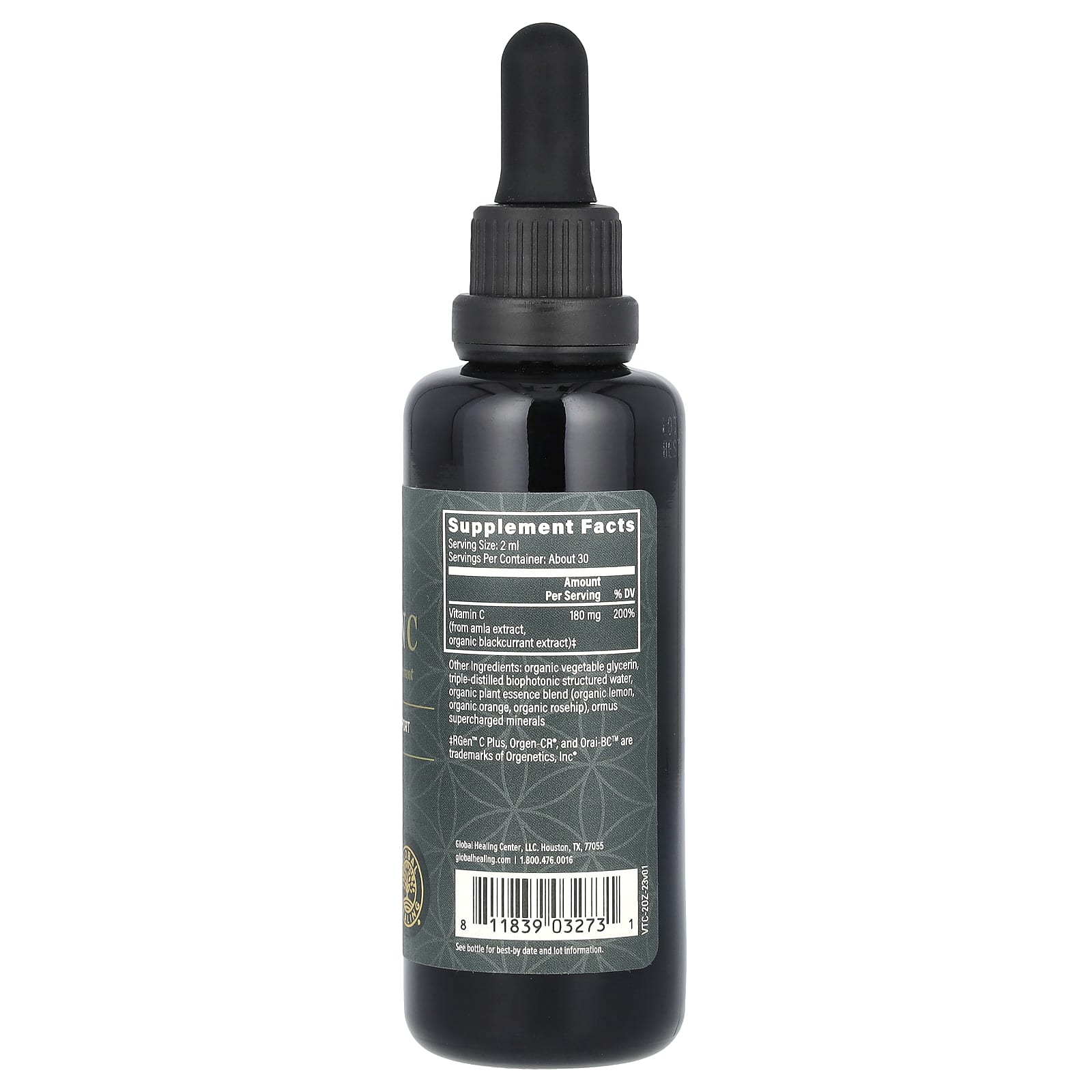 Global Healing, Витамин C на растительной основе, 180 мг, 59,2 мл (2 жидк. Унции)