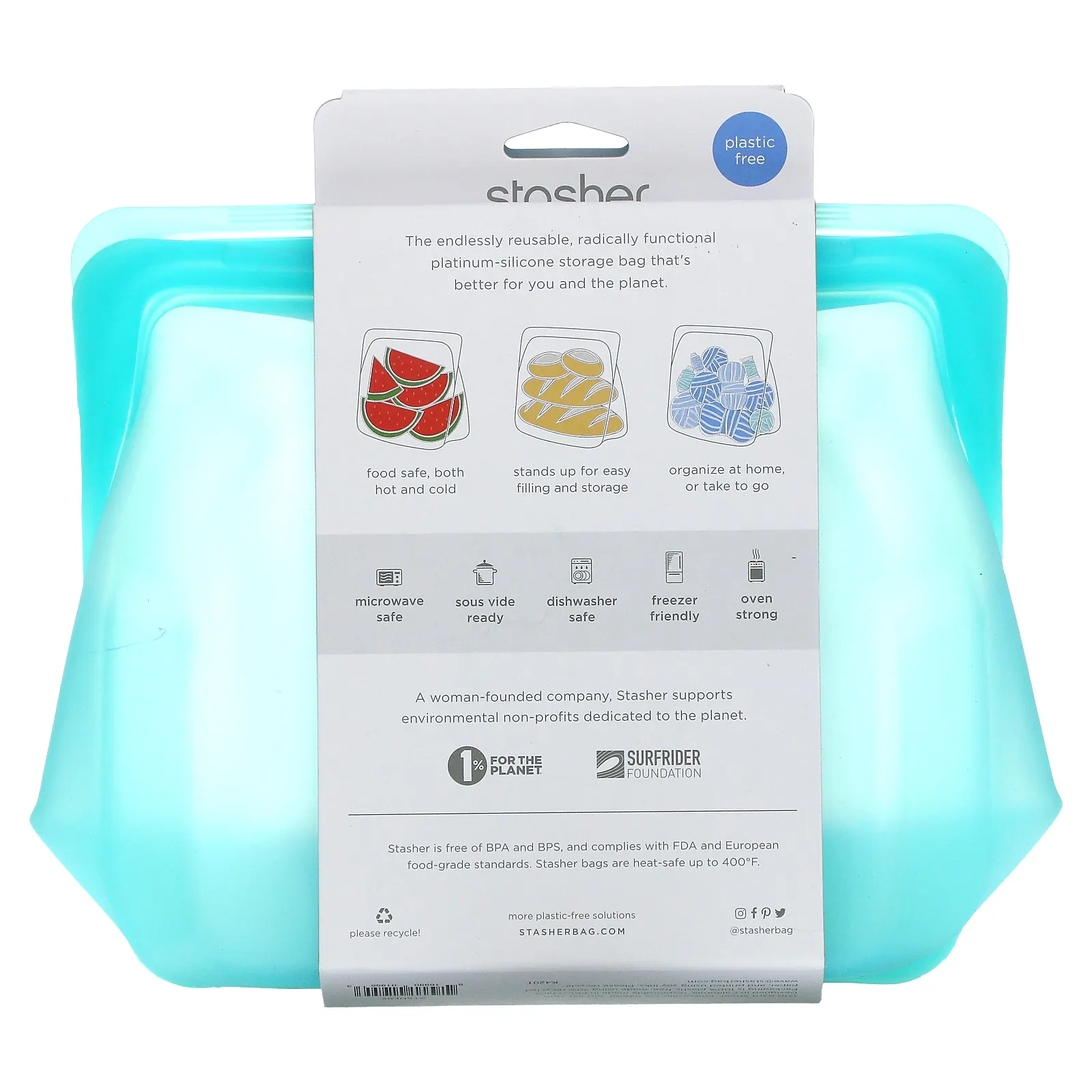 Stasher, Stand-Up Mega, голубой, 3,07 л (104 жидк. унции)