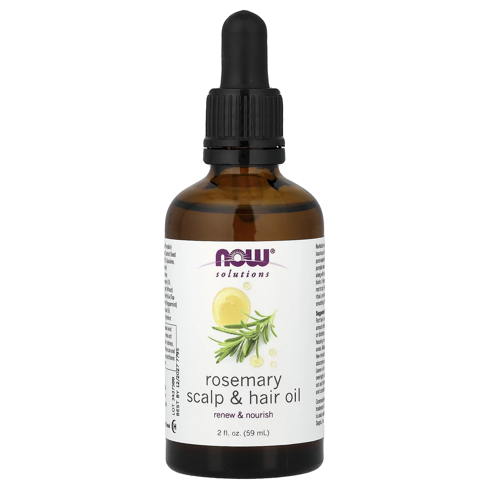 NOW Foods, Solutions, масло для кожи головы и волос с розмарином, 59 мл (2 жидк. унции)
