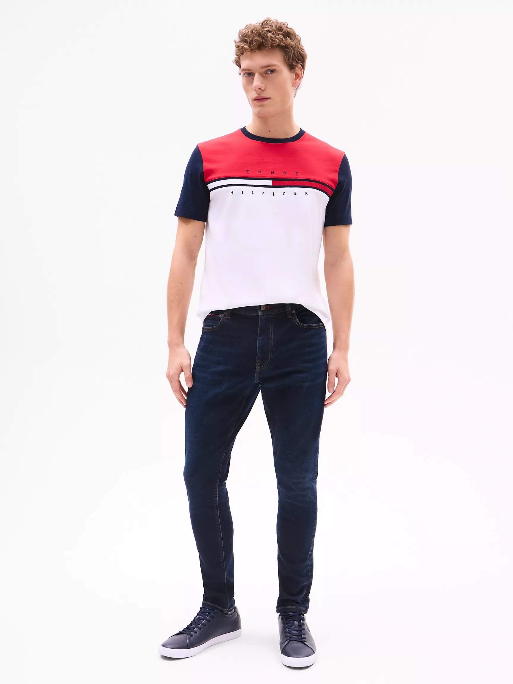 Мужская футболка Tommy Hilfiger, Футболка с флаговой полоской в блоковых цветах