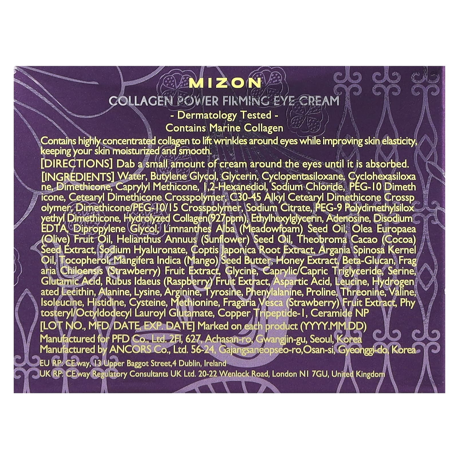 Mizon, крем-лифтинг для области вокруг глаз с коллагеном, 25 мл (0,84 унции)